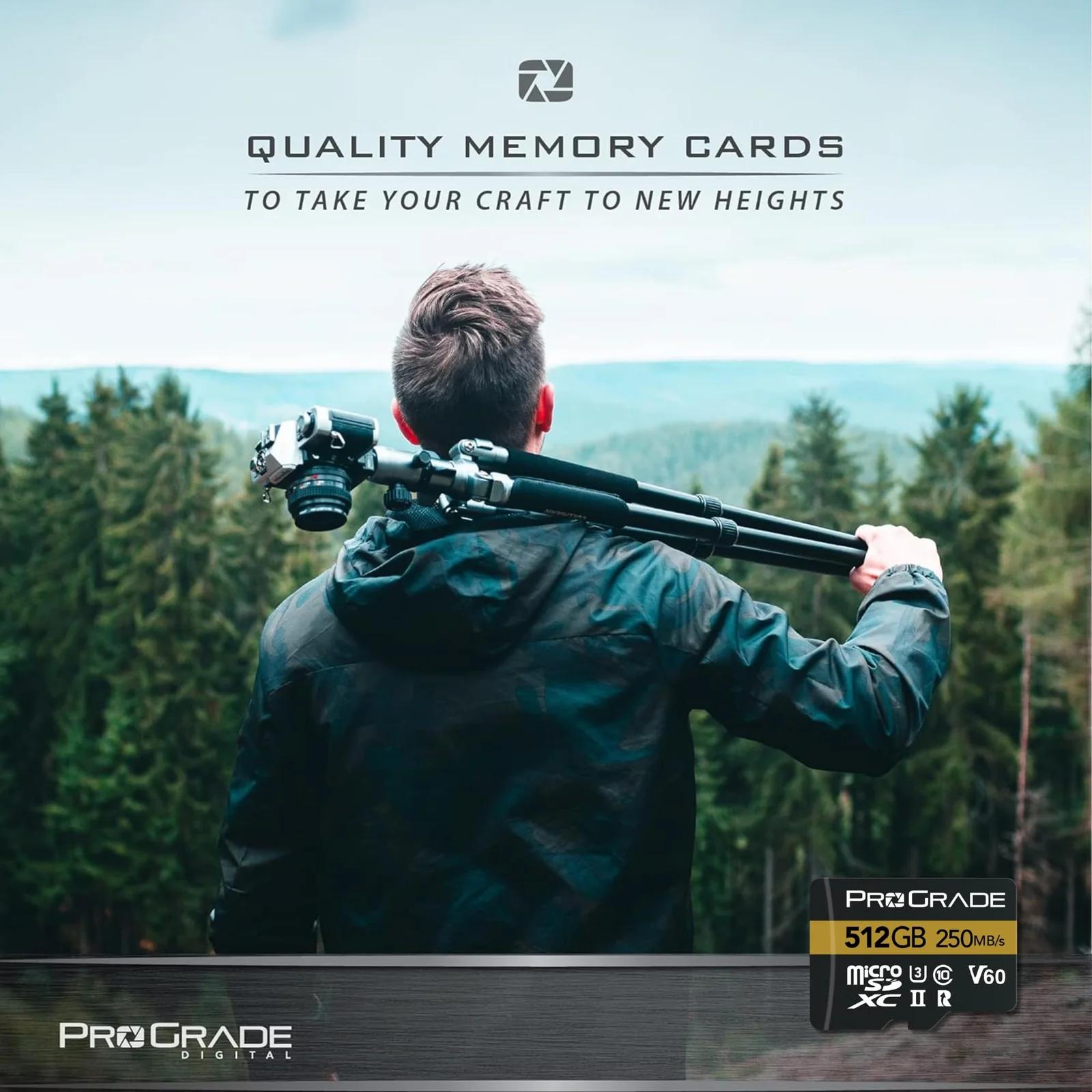 ProGrade Digital kiire microSDXC V60 (512 GB) matkamiseks ja – pakend ja tarvikud