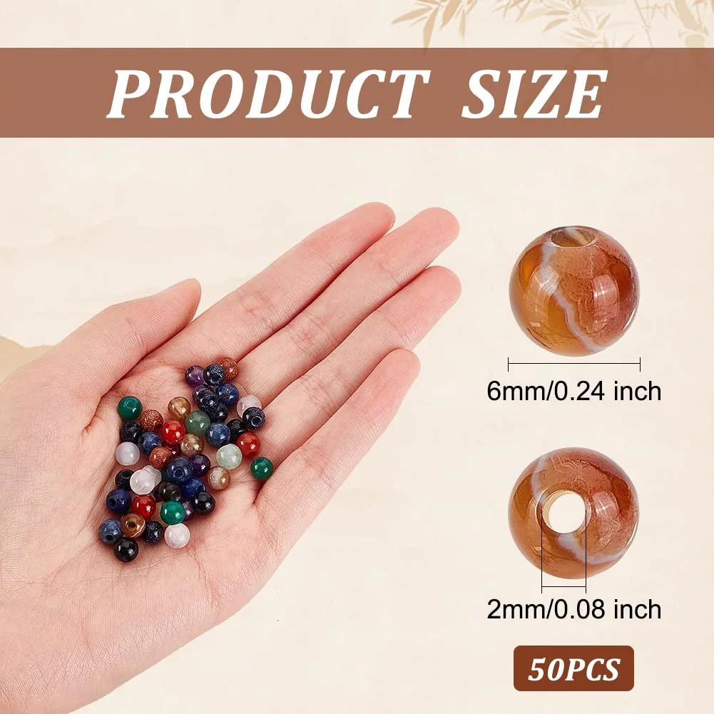 OLYCRAFT looduslikud kiviperler 50 tk – suur auk DIY ehted – detailne vaade