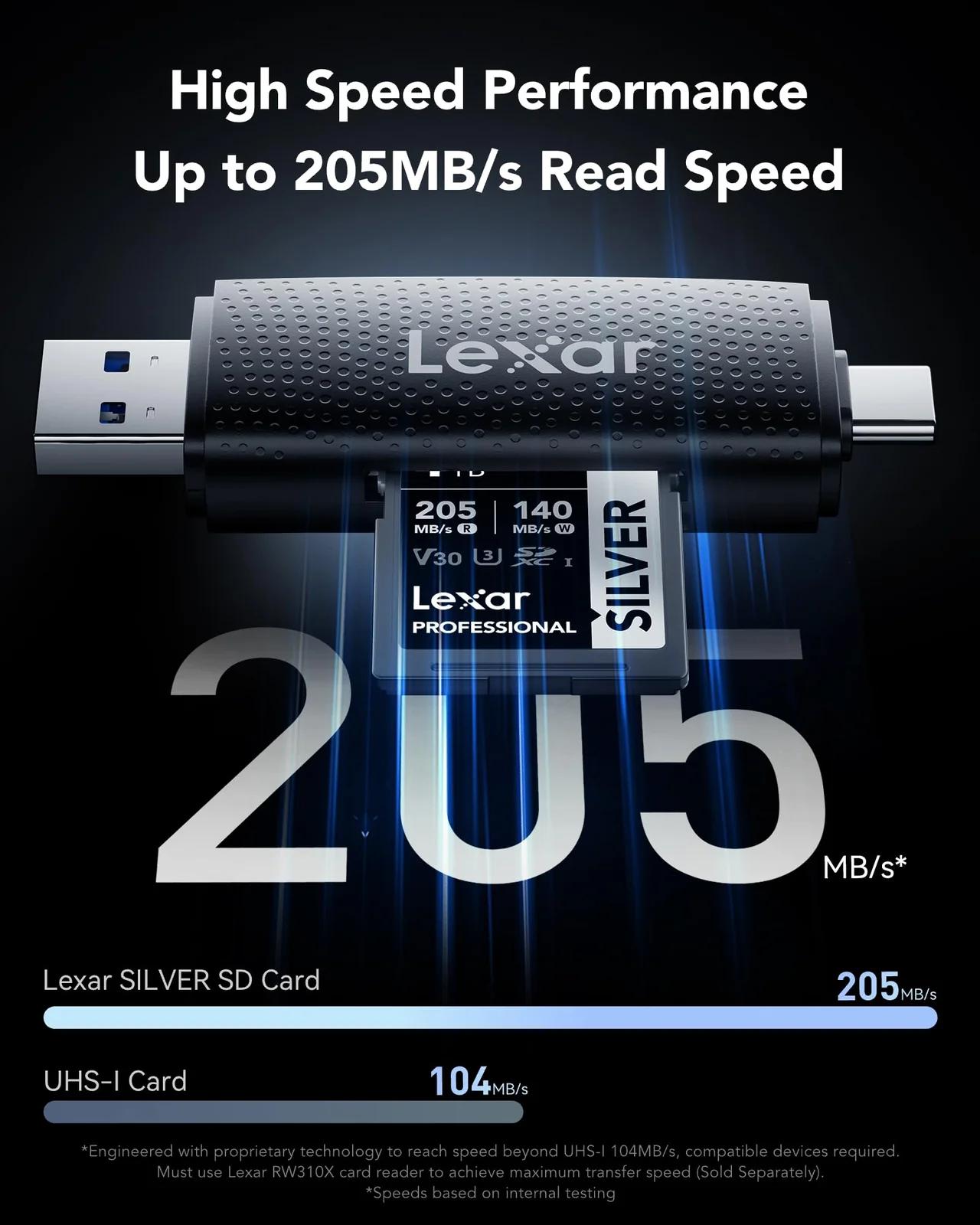 Lexar LSDSILV001T-BNNNG mälukaardid – detailne lähivaade