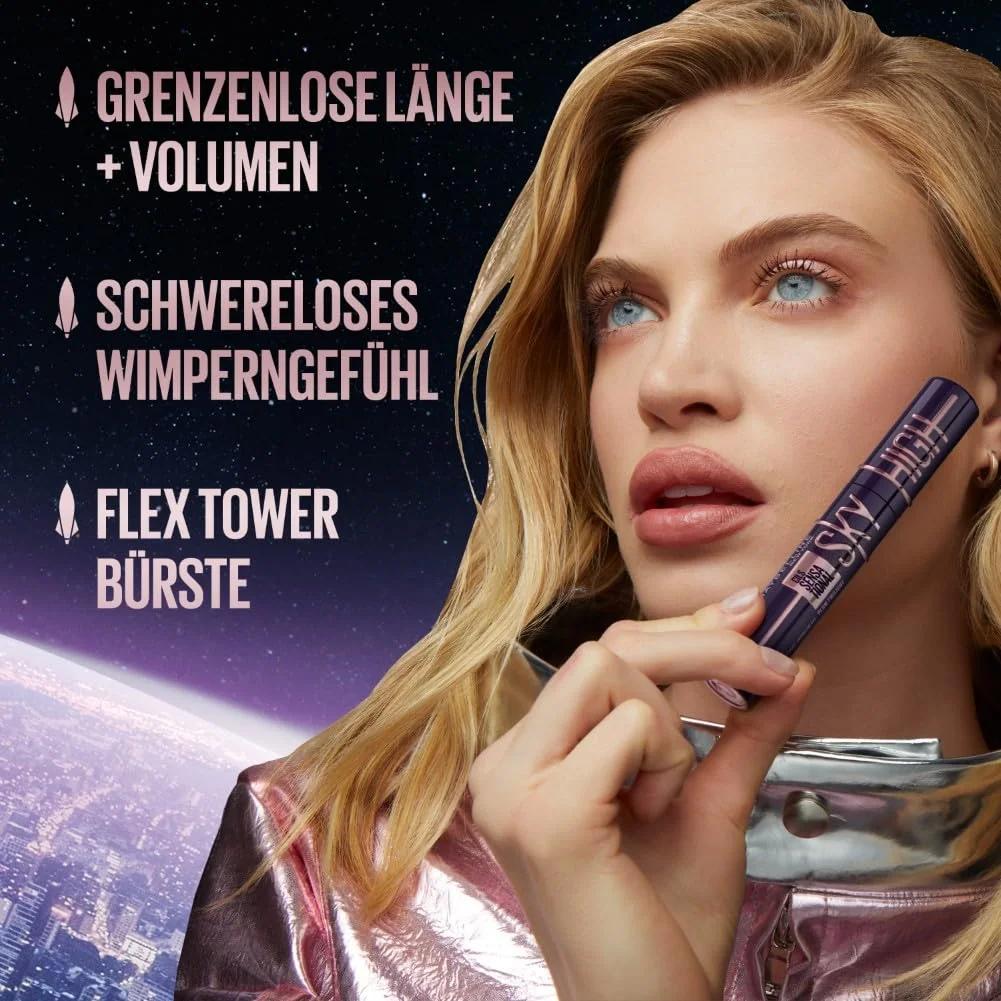 MAYBELLINE tumeroheline ripsmetušš — erksad toonid ja volüüm – pakend ja tarvikud