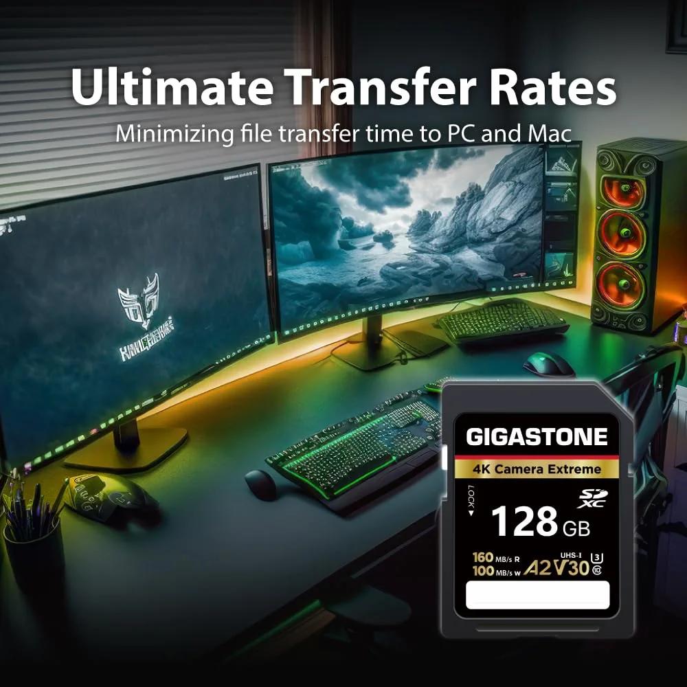 Gigastone vastupidav 128GB SDXC kaardiga 4K salvestus – lisavaade