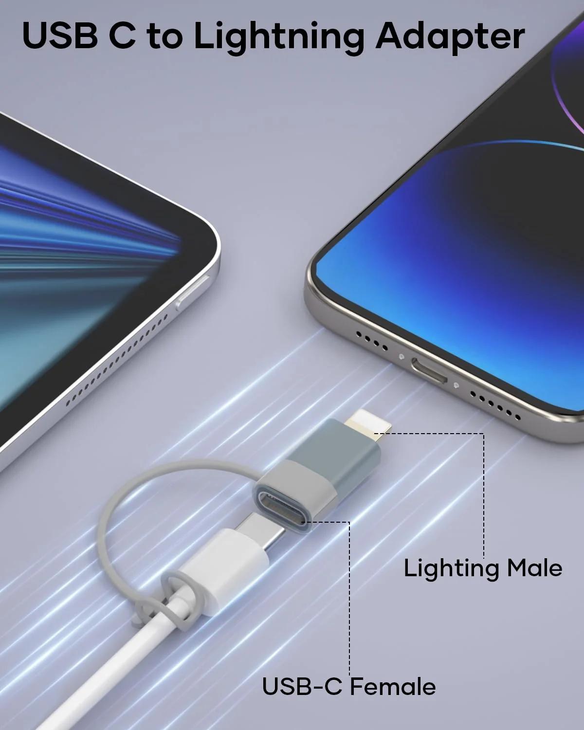 Zestiq alumiiniumist USB-C–Lightning adapter — kompaktne – lisavaade