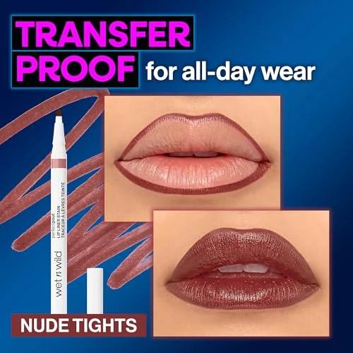 Wet n Wild püsiv huulekontuuri pliiats – naturaalne Nude Tights – kasutusnäide