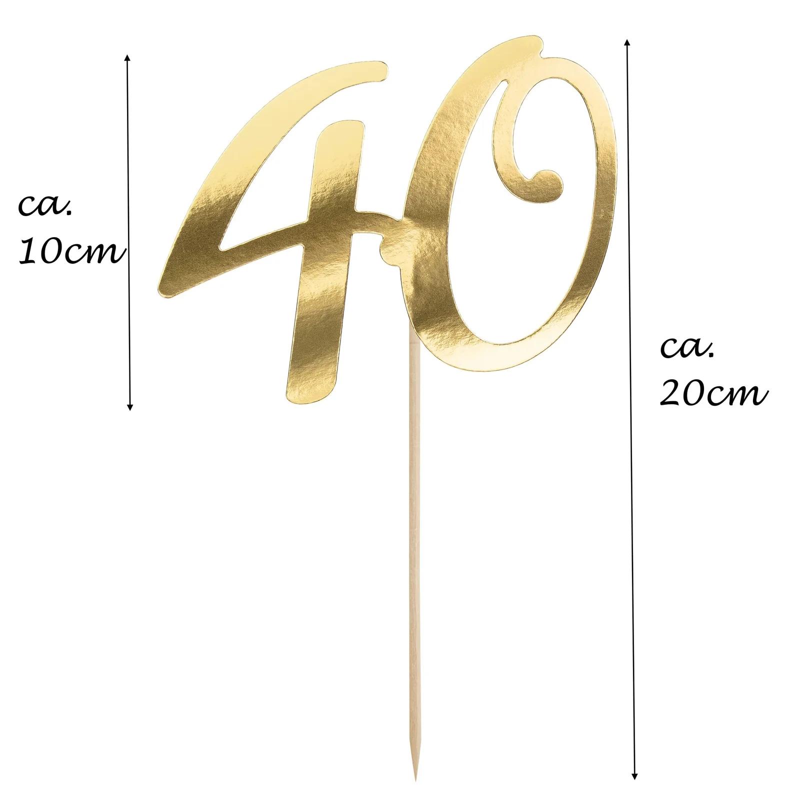 Libetui kuldne 40 cake topper – elegantne peotükk – pilt 7