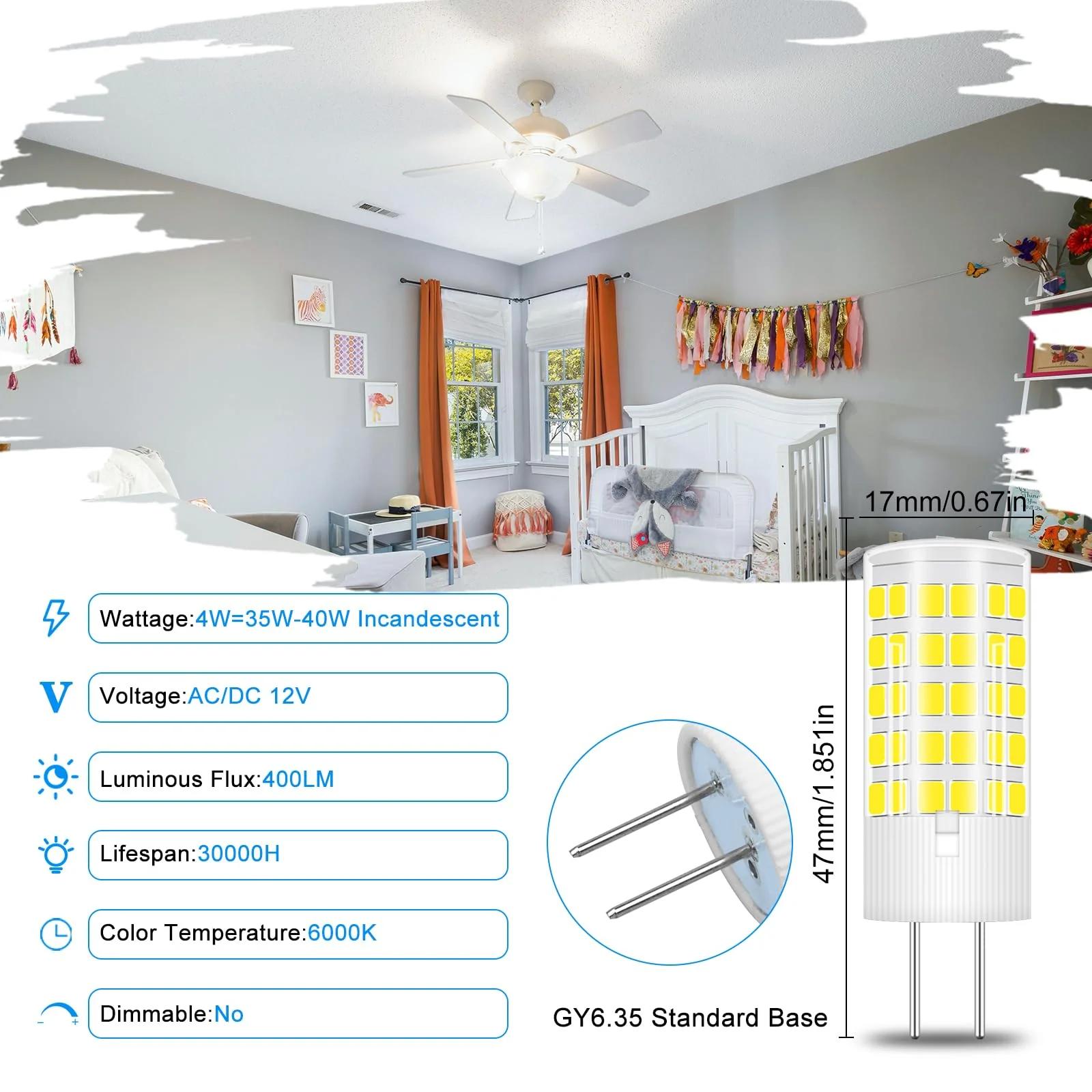 ZHENMING energiasäästlik LED 4W GY6.35 pirn 12V — soe valgustus – detailne vaade