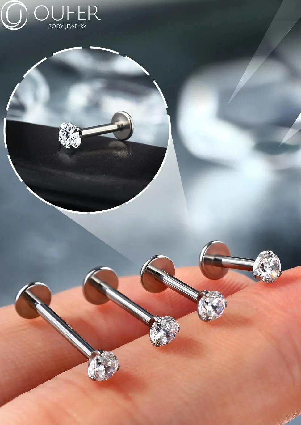 OUFER Body Piercing titaanist helix/tragus 6 mm elegantne – kasutusnäide
