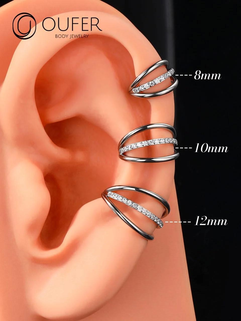 OUFER Body Piercing 316L helix hoop — hüpoallergeenne stiilne – pilt 7