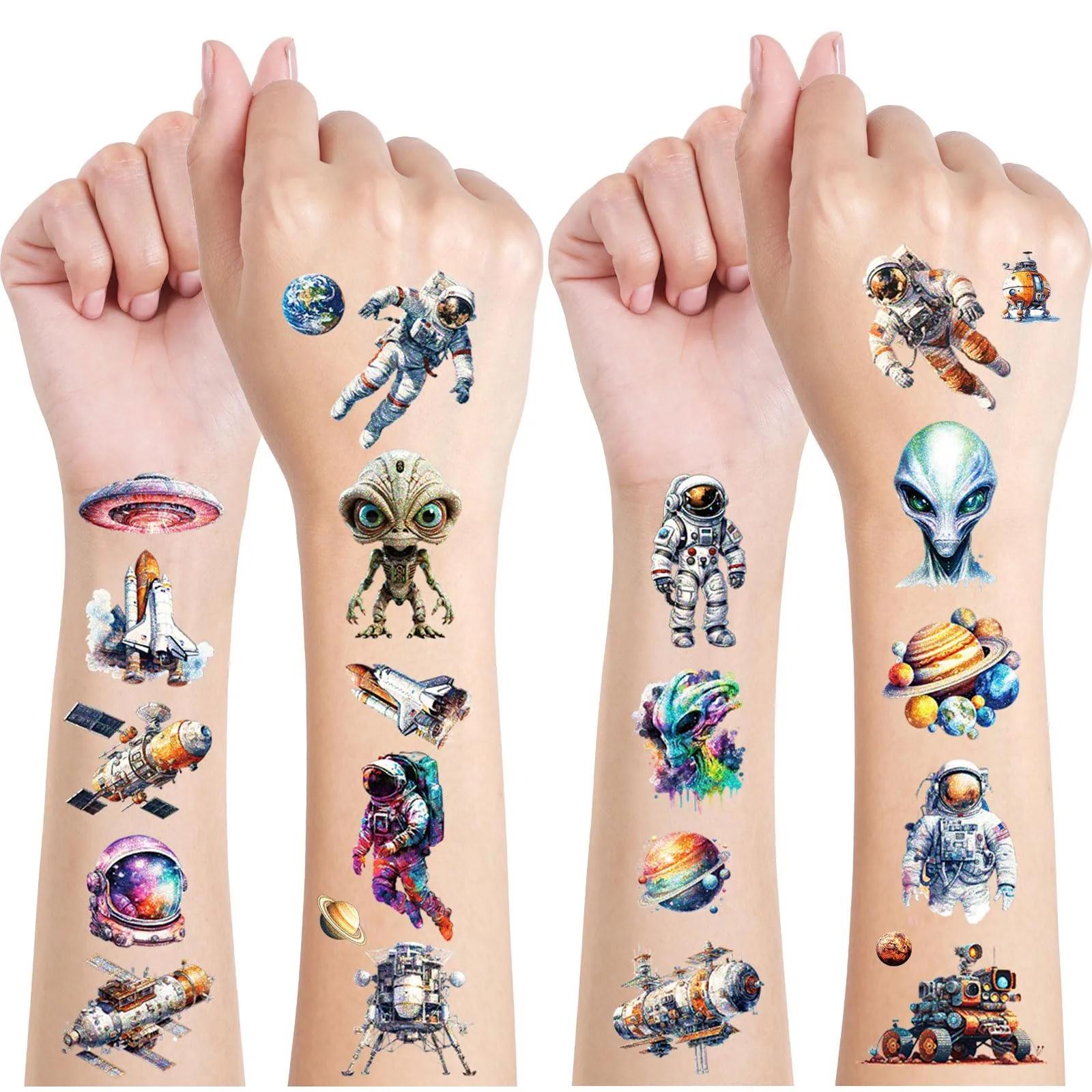 JOJOLUXE sädelev kosmose-temporaarne laste tattoo komplekt