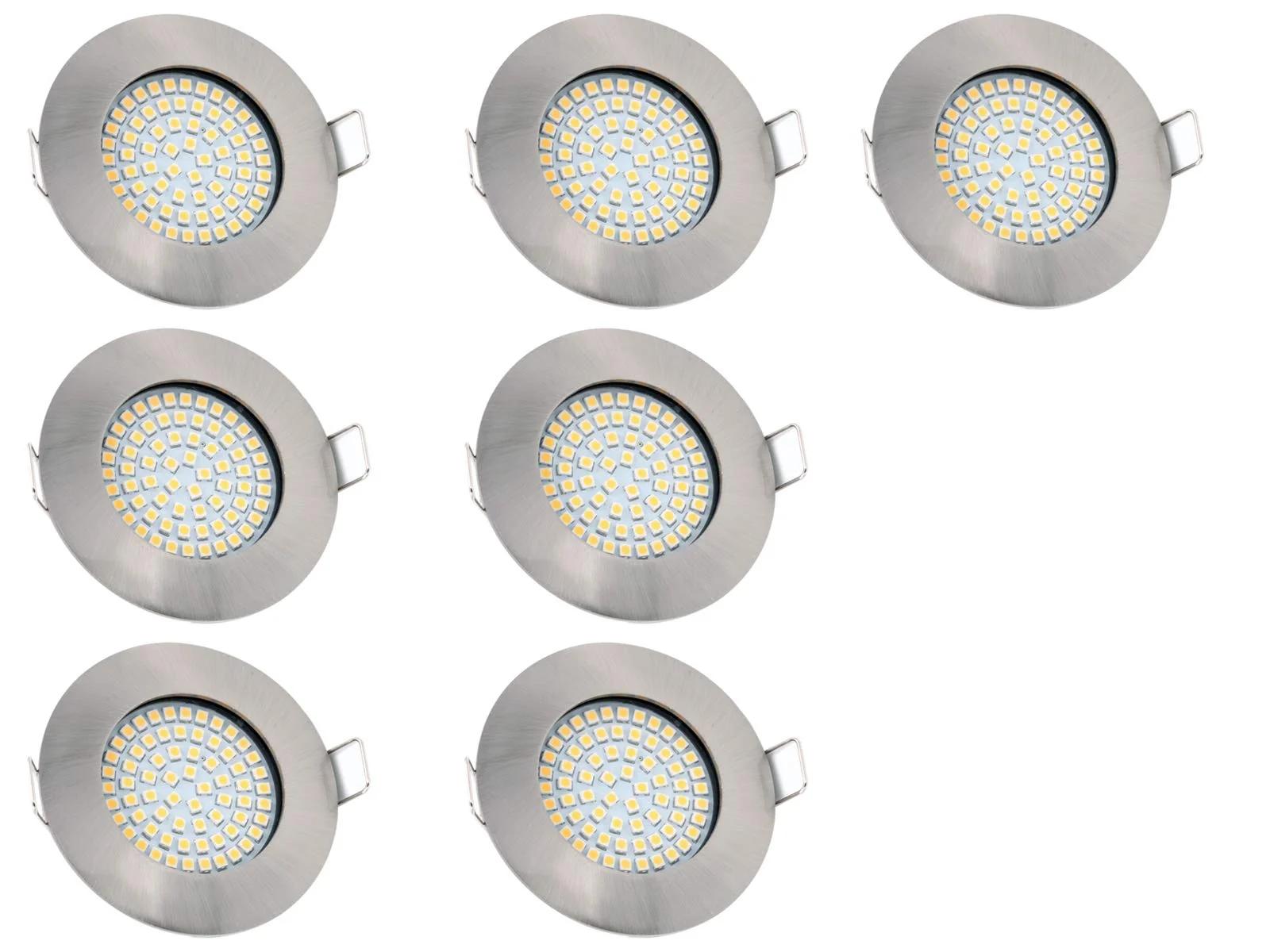 vislux stiilne matt-kroom sisseehitatav LED-valgusti 7er komplekt