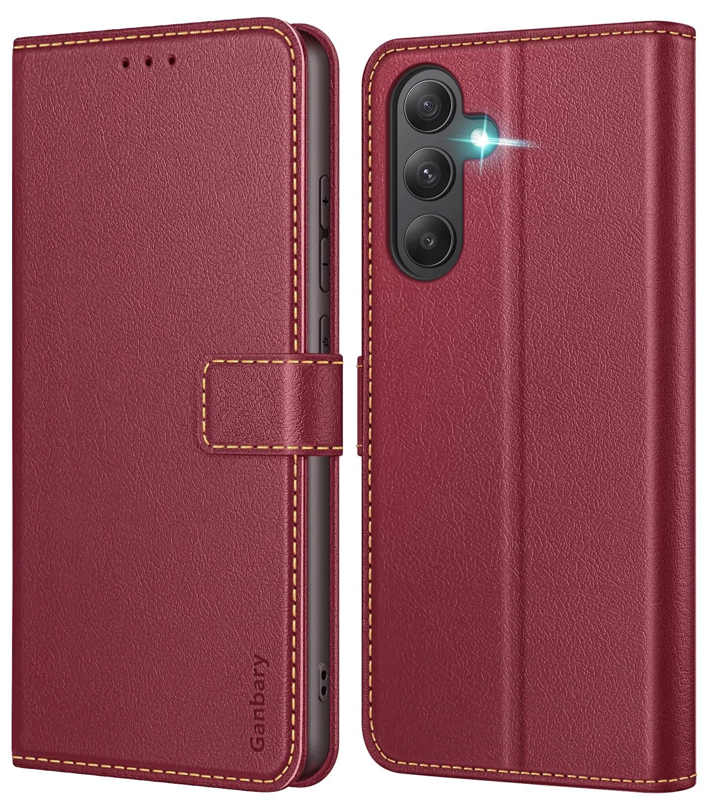 Ganbary nahkne klappkate Samsung Galaxy A55 5G — elegantne kaitse