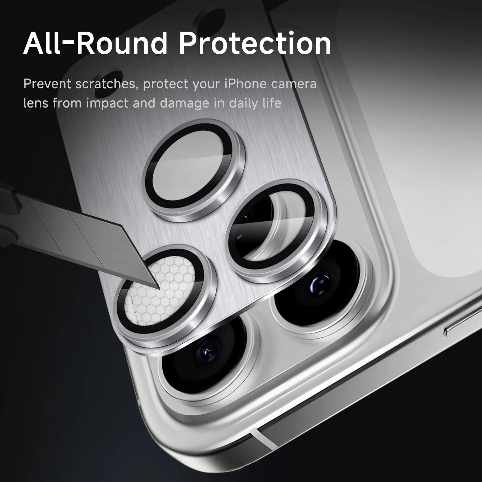 Niboow kaamera kaitse iPhone 17 Pro — alumiiniumist ja selge – kasutusnäide