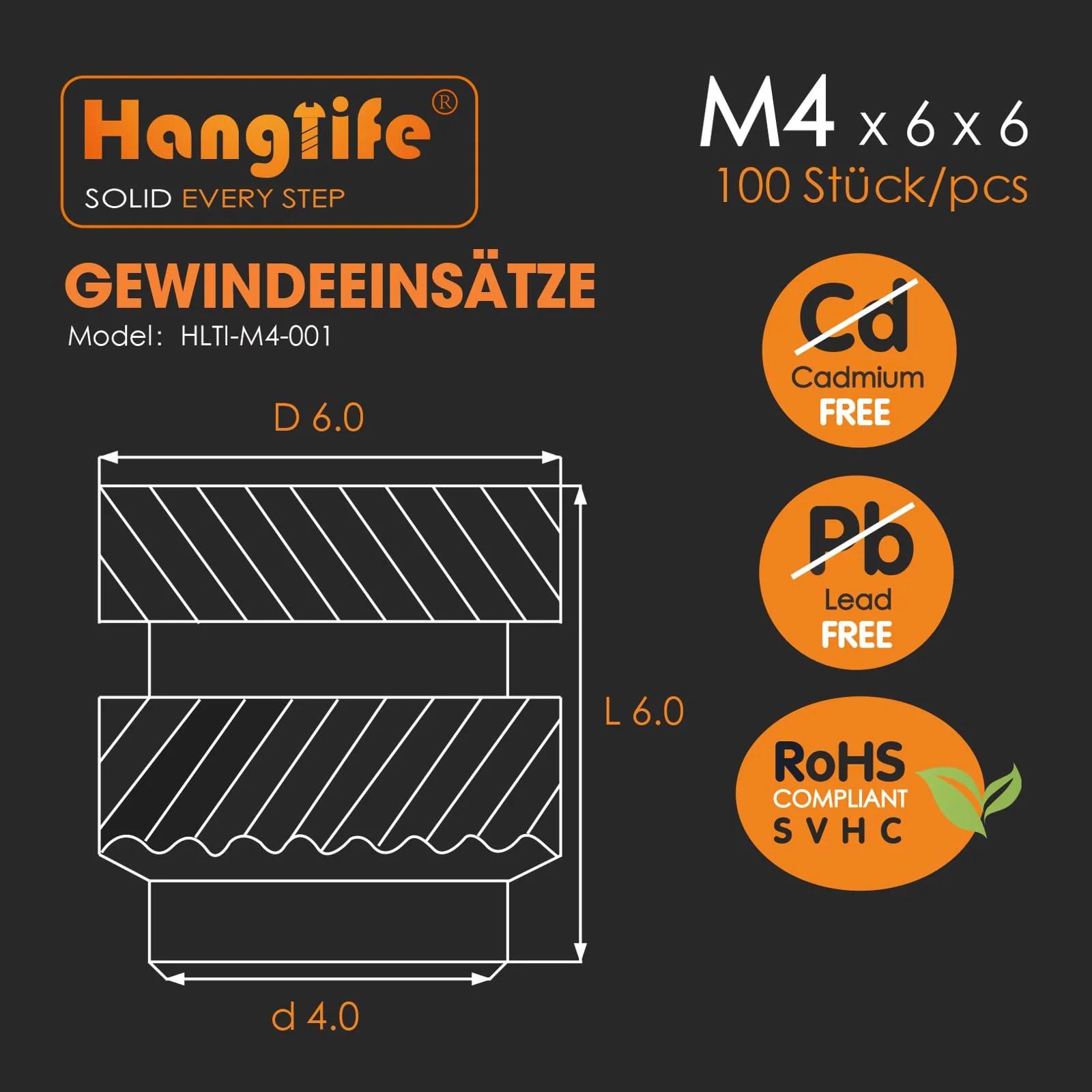 Hanglife messingist M4 sissepressmutrid 3D-osade tugevdamiseks – lisavaade