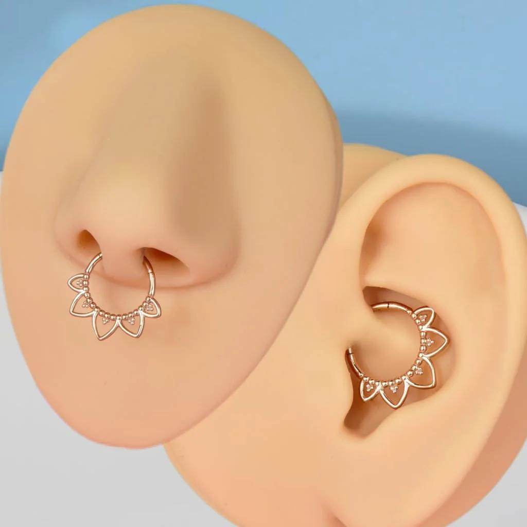 Lantine roosakuldne 16g lotus septum — nahasõbralik stiil – kasutusnäide