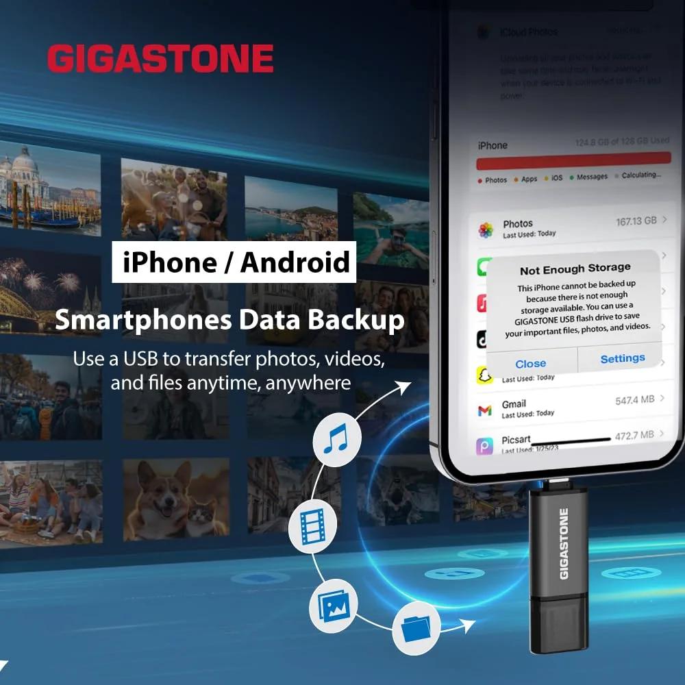 Gigastone väline USB-mälupulk 64GB kahe otsaga ja kaitseümbrisega – kasutusnäide