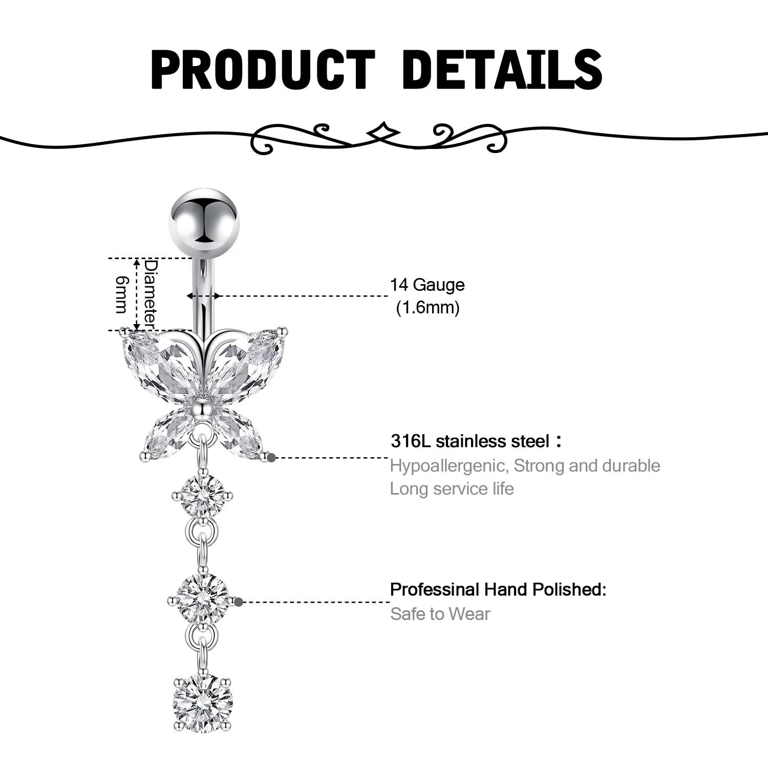 Briana Williams TJJ-0530-DQD-5 piercing – detailne lähivaade