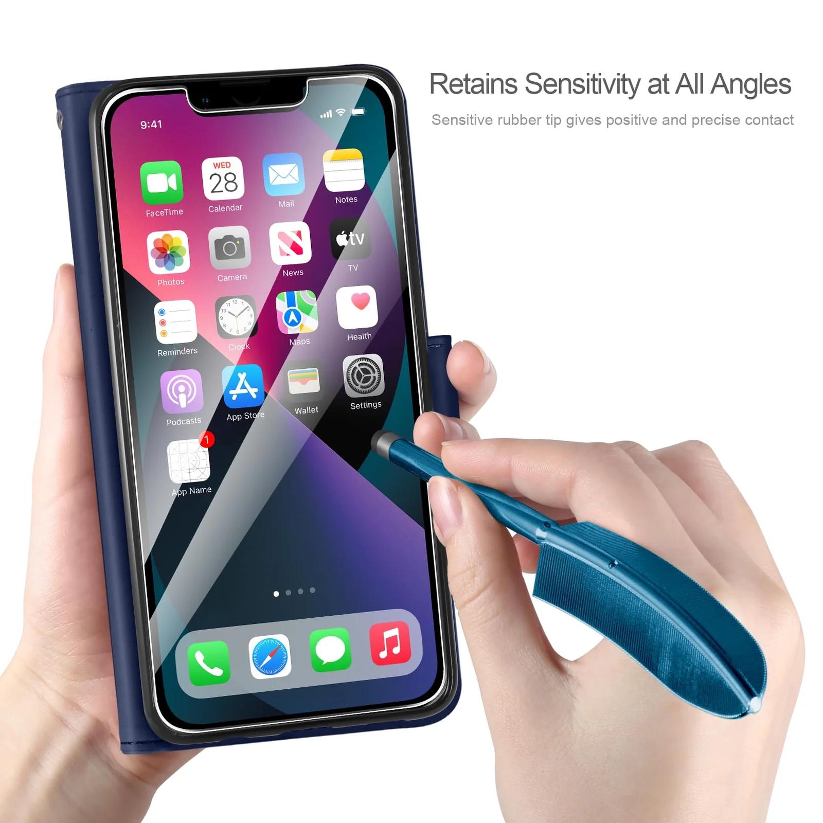 AROYI PU-nahast klapiga kaitseümbris iPhone 13/14, sinine – lisavaade