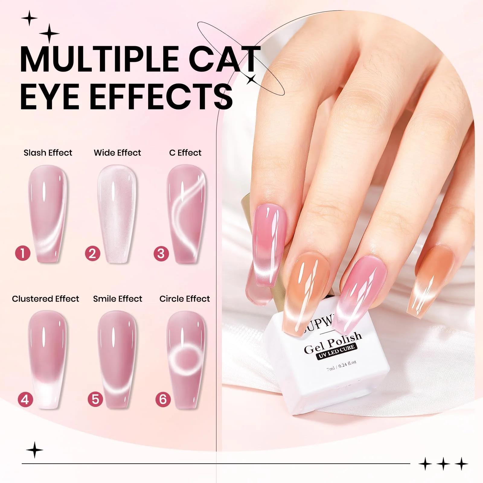 SUPWEE sädelev Cat-Eye geel lakk – 6 nude tooni kingitusideeks – detailne vaade