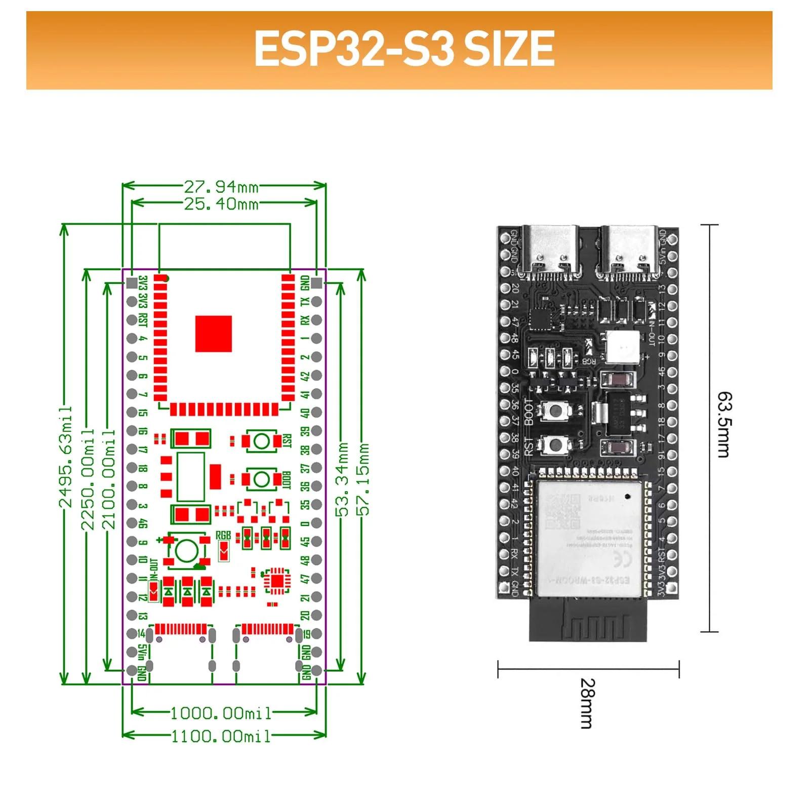 diymore tugev ESP32-S3 arendusplaat WiFi ja Bluetoothiga – pilt 6