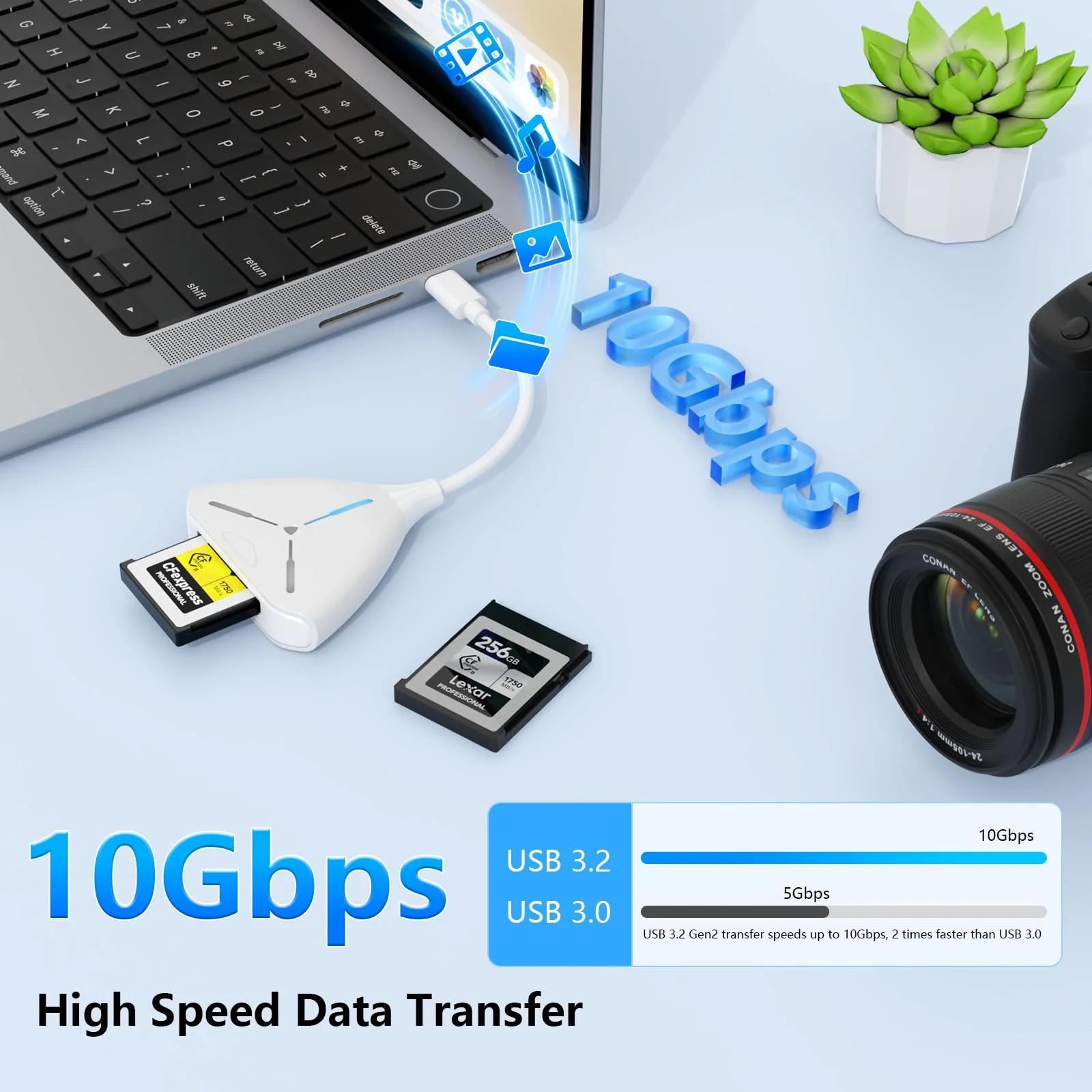 Rocketek kiir-USB-C CFexpress B kaartide lugija – detailne vaade