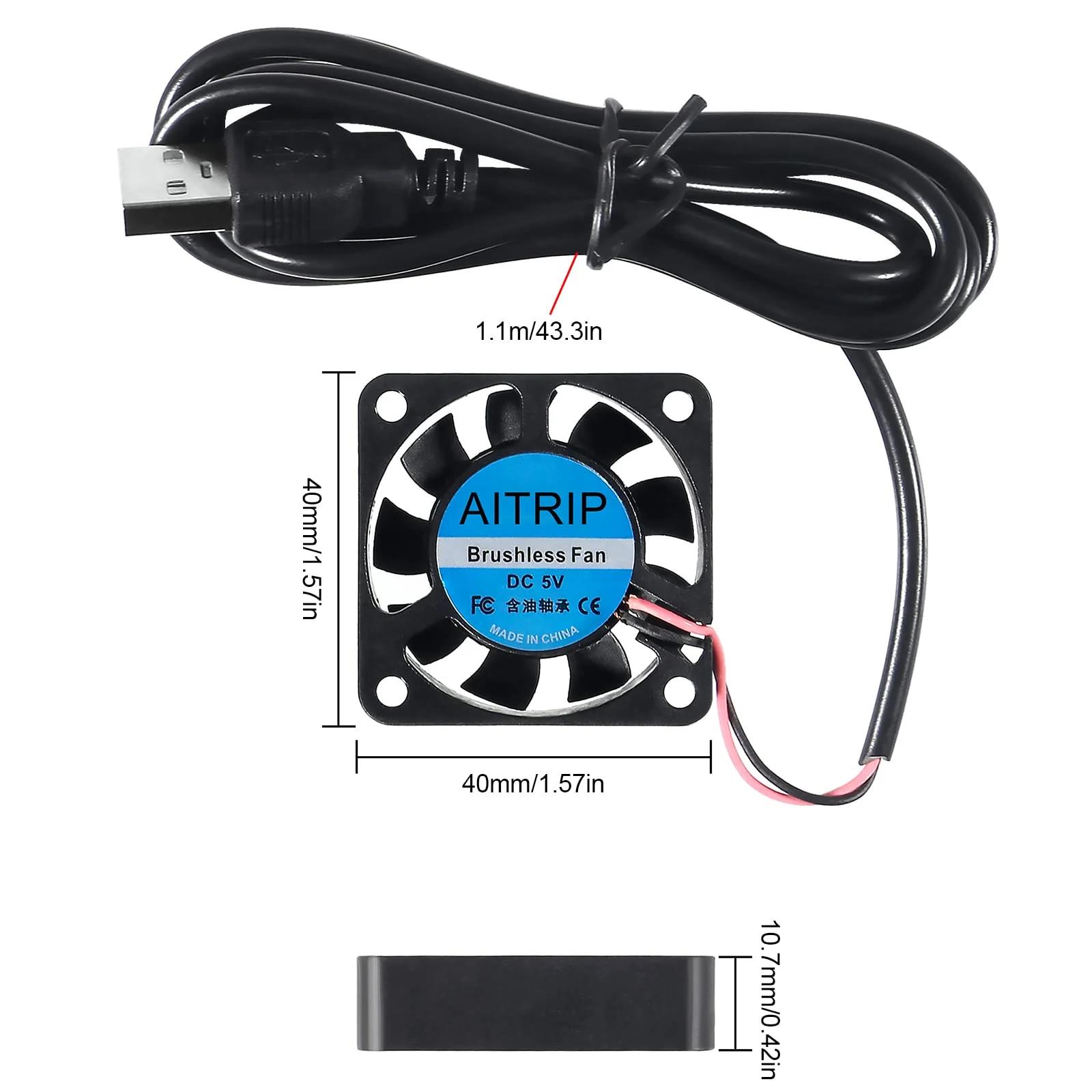 AITRIP kompaktne 40mm USB ventilaator – vaikne jahutus PC-le – pakend ja tarvikud