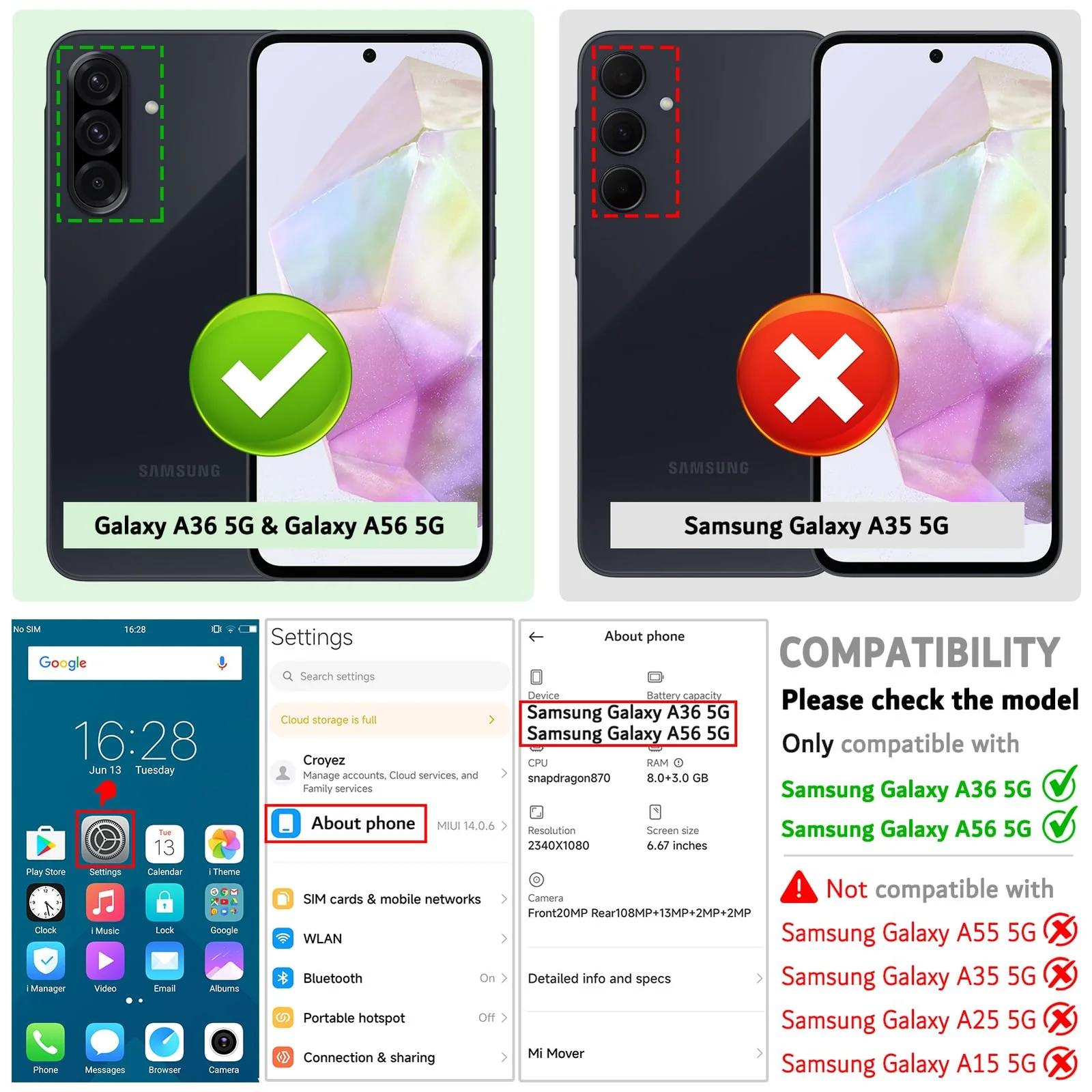 Ganbary nahkne klapikaas Samsung Galaxy A36 5G – stiilne kaitse – detailne vaade