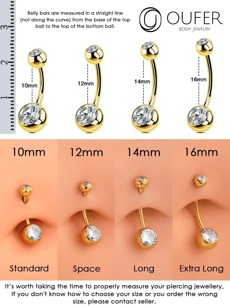 OUFER Body Piercing kuldne nabaehte – roostevaba ja mugav – pakend ja tarvikud