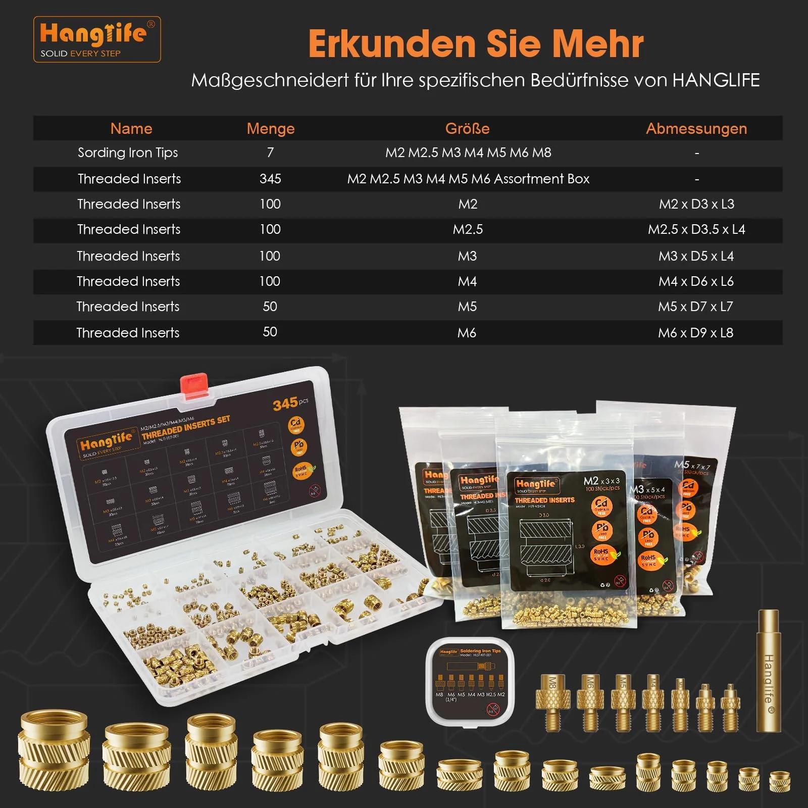 Hanglife messingist M4 sissepressmutrid 3D-osade tugevdamiseks – pilt 6