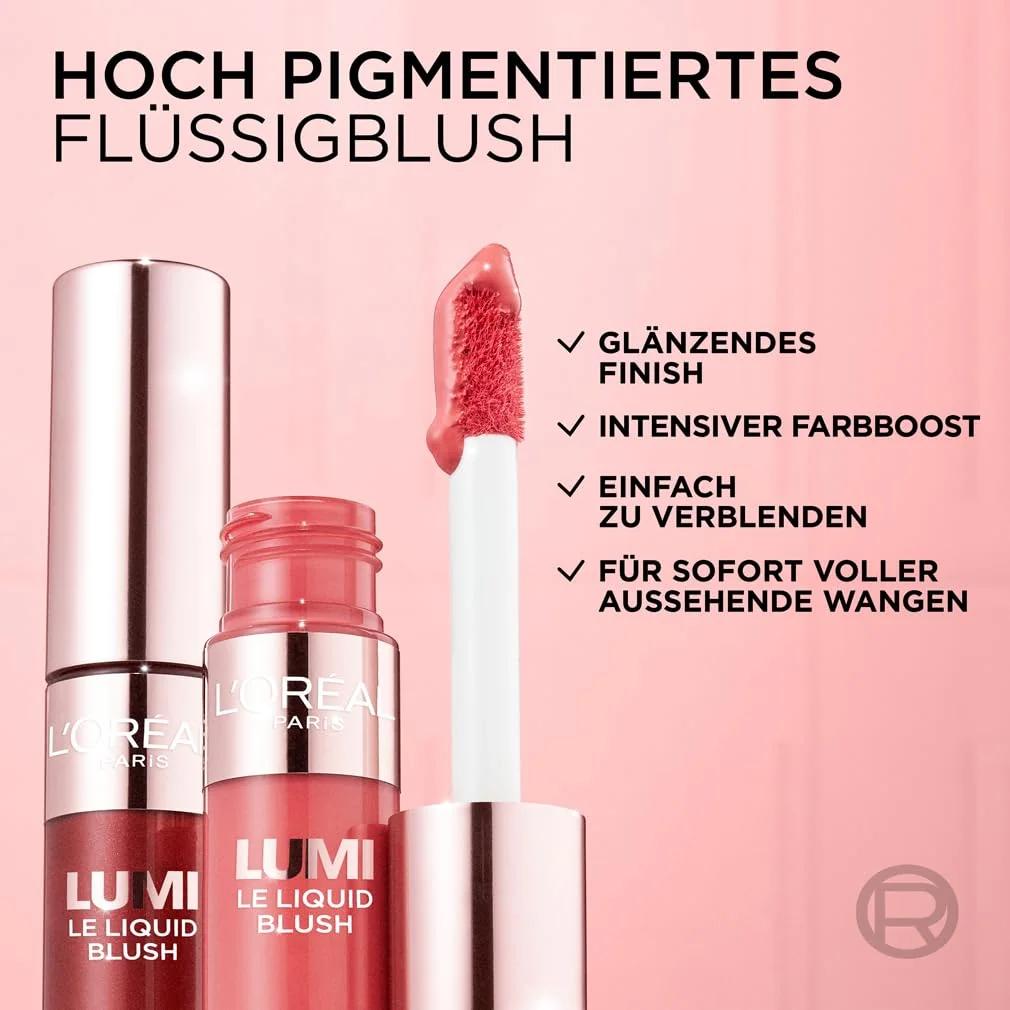 L’Oreal Paris vedel põsepuna – siidine päevane sära True Rose – pakend ja tarvikud