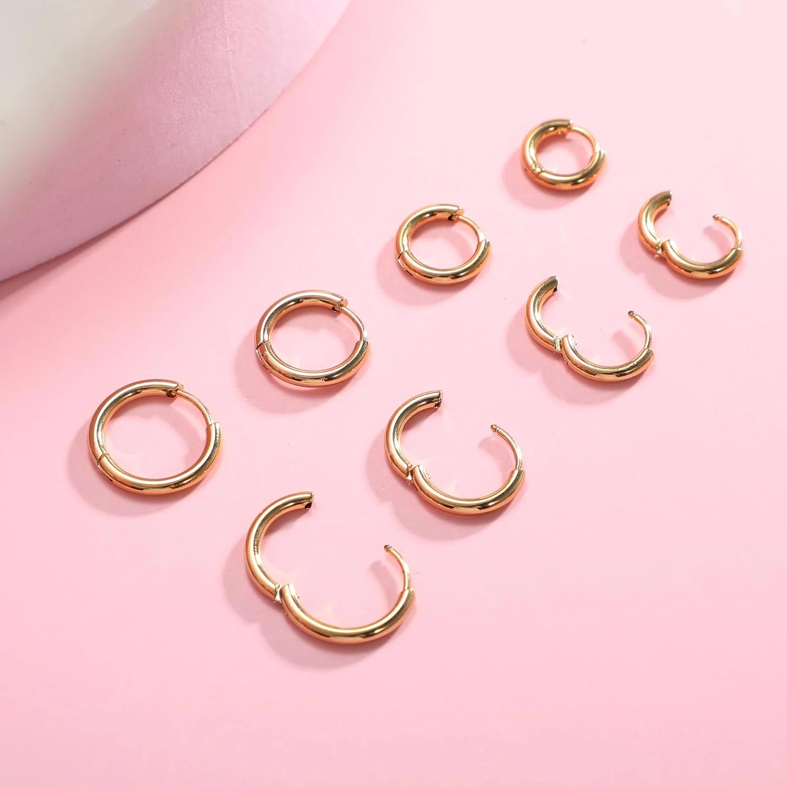 Telooco kuldsed väikesed creolenid — hüpoallergeenne komplekt – lisavaade