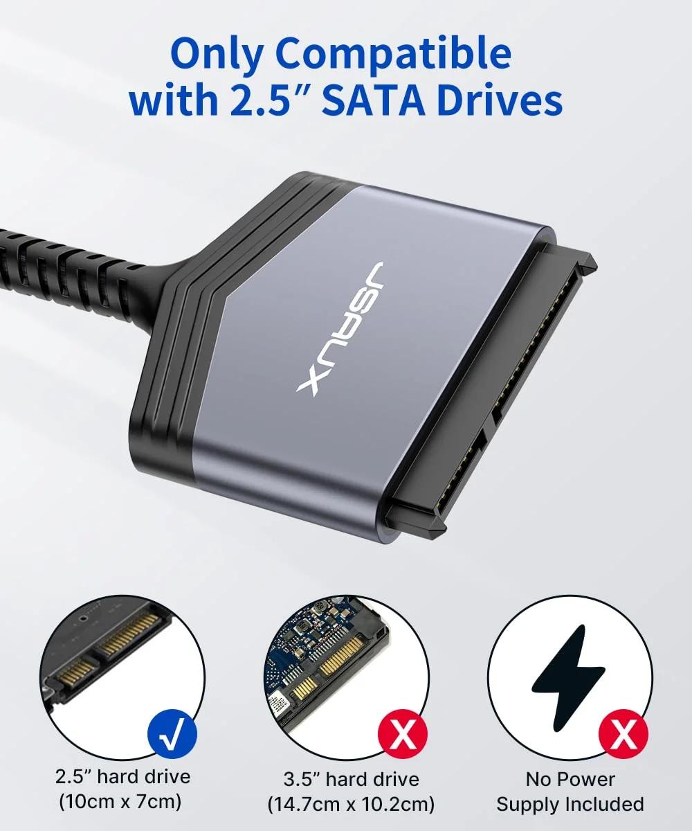 JSAUX kerge SATA–USB adapter 2,5″ SSD/HDD jaoks – detailne vaade