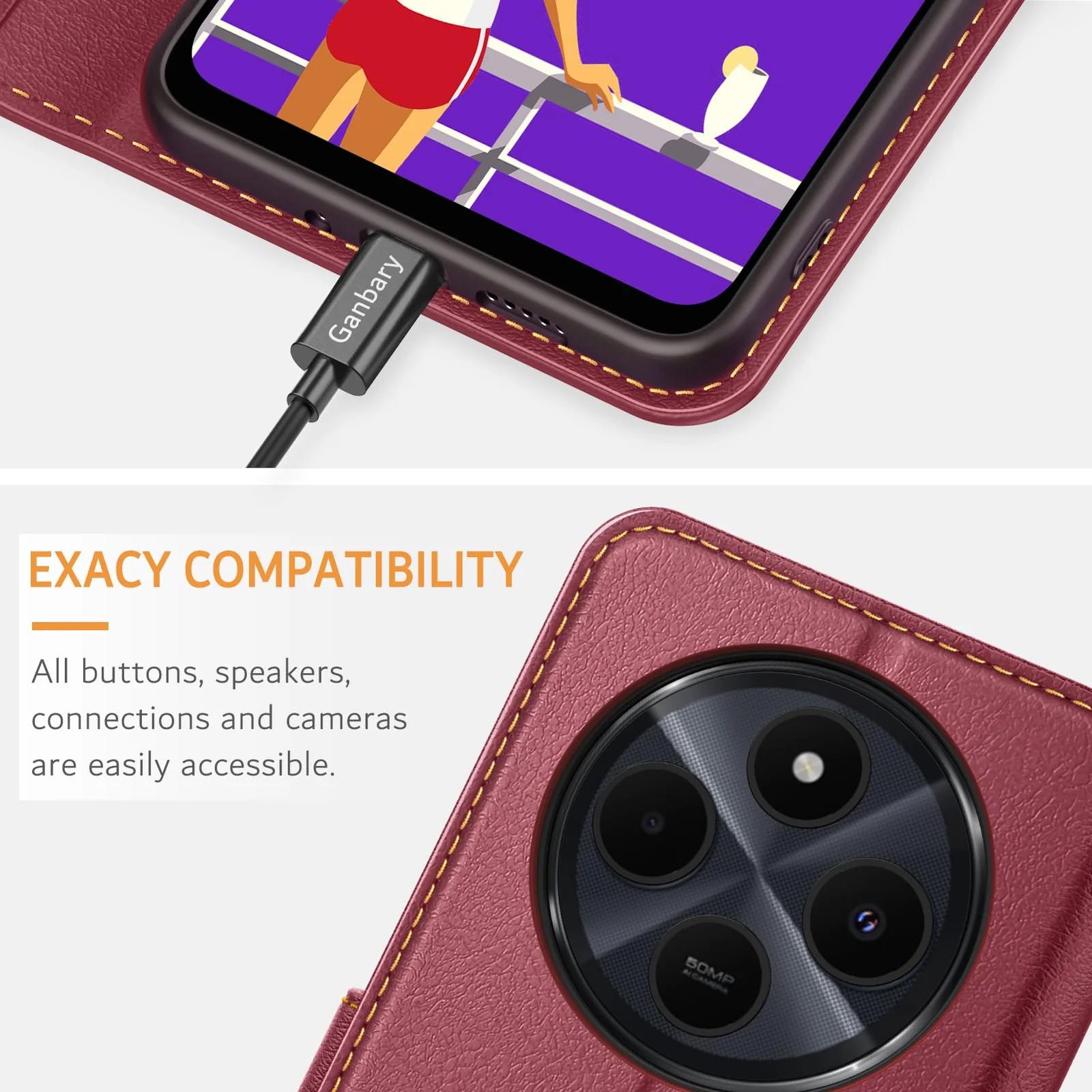 Ganbary nahkne klappkate Xiaomi Redmi 14C – elegantne kaitse – pilt 7