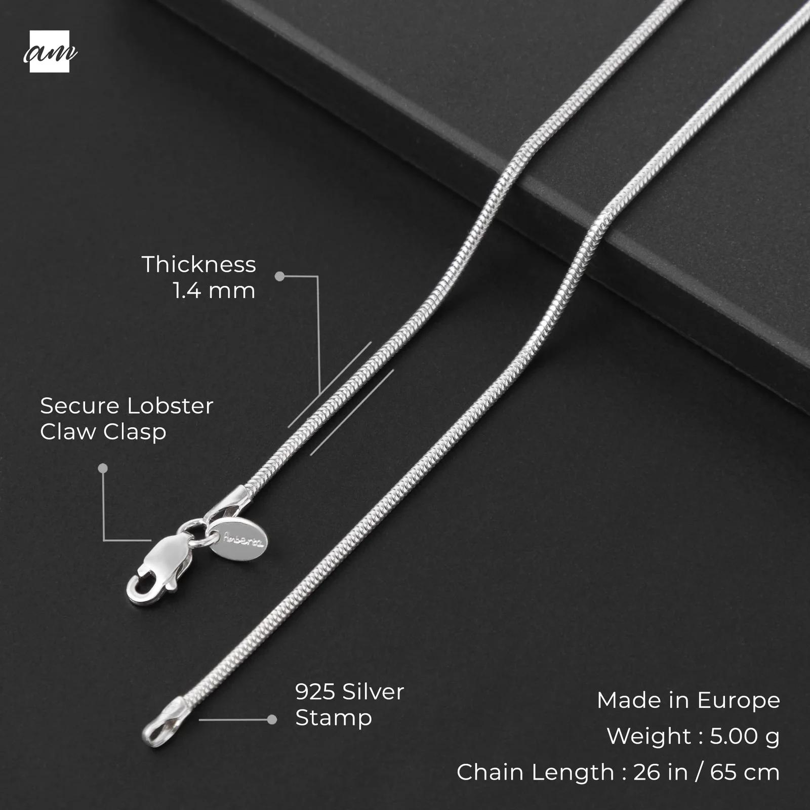 Amberta 925 sterling‑hõbe šlangikett — elegantne ja õhuke – lisavaade