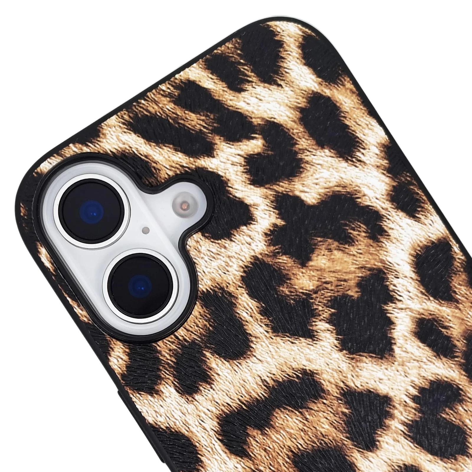 DMaos stiilne kunstnahast Leopard-ümbris iP 16 Pro – kasutusnäide