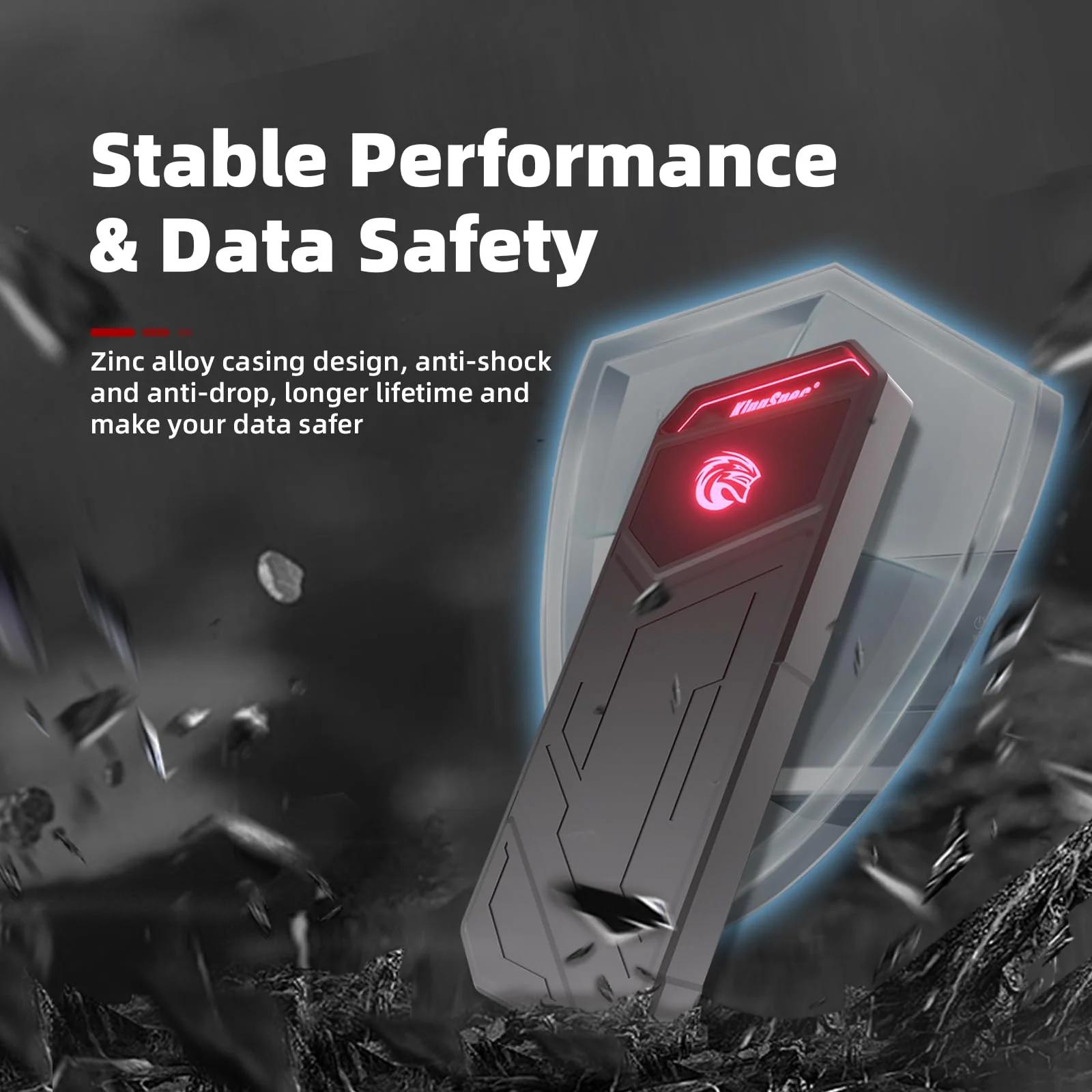 KingSpec väline 4TB SSD zinkkorpusega ja RGB-valgusega – kasutusnäide