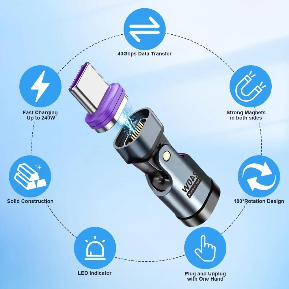 AXFEE magnetadapter 240W – tugev alumiiniumist kiirlaadija – lisavaade