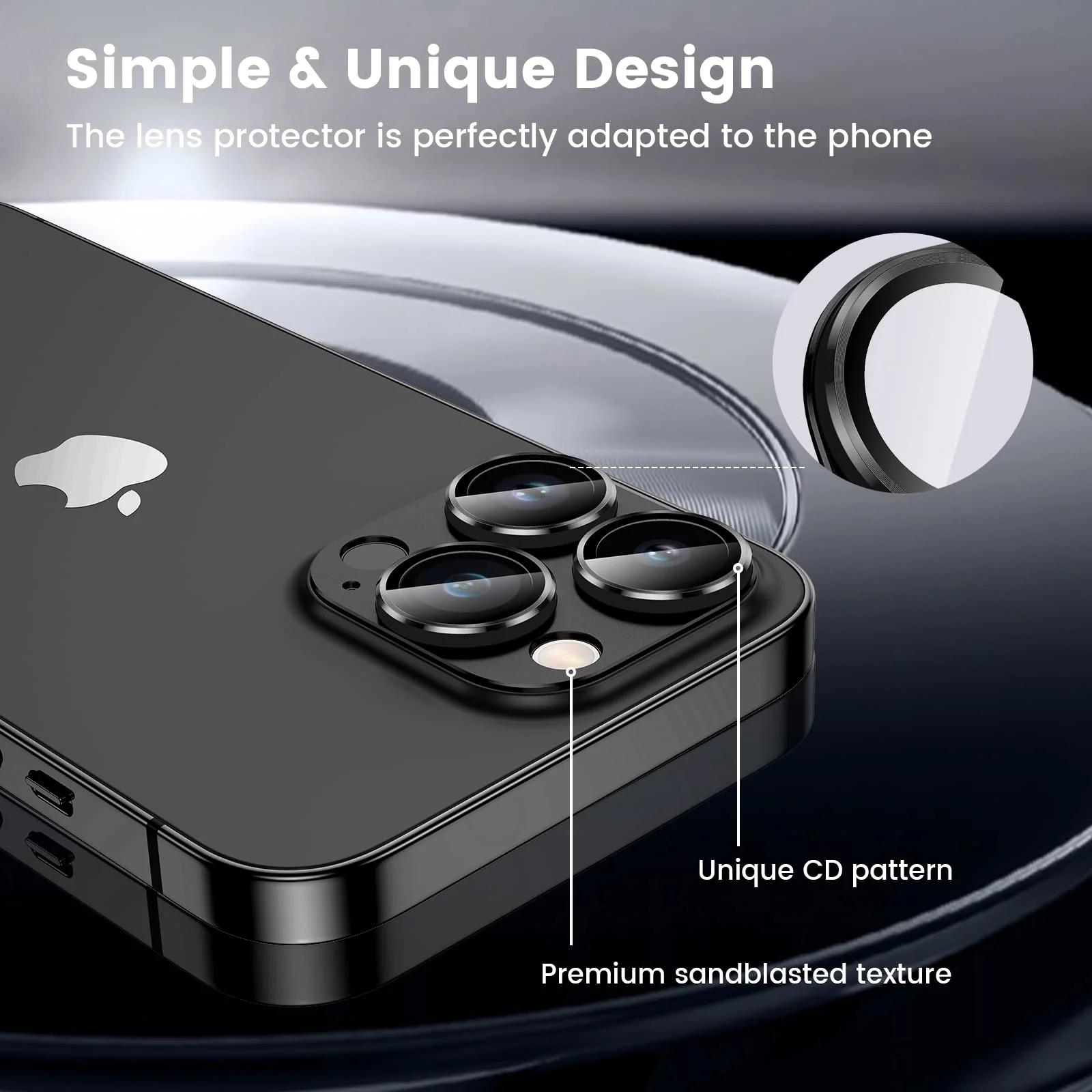 HWeggo alumiinium- ja klaasist kaamerakaitse iPhone 14 Pro jaoks – pakend ja tarvikud