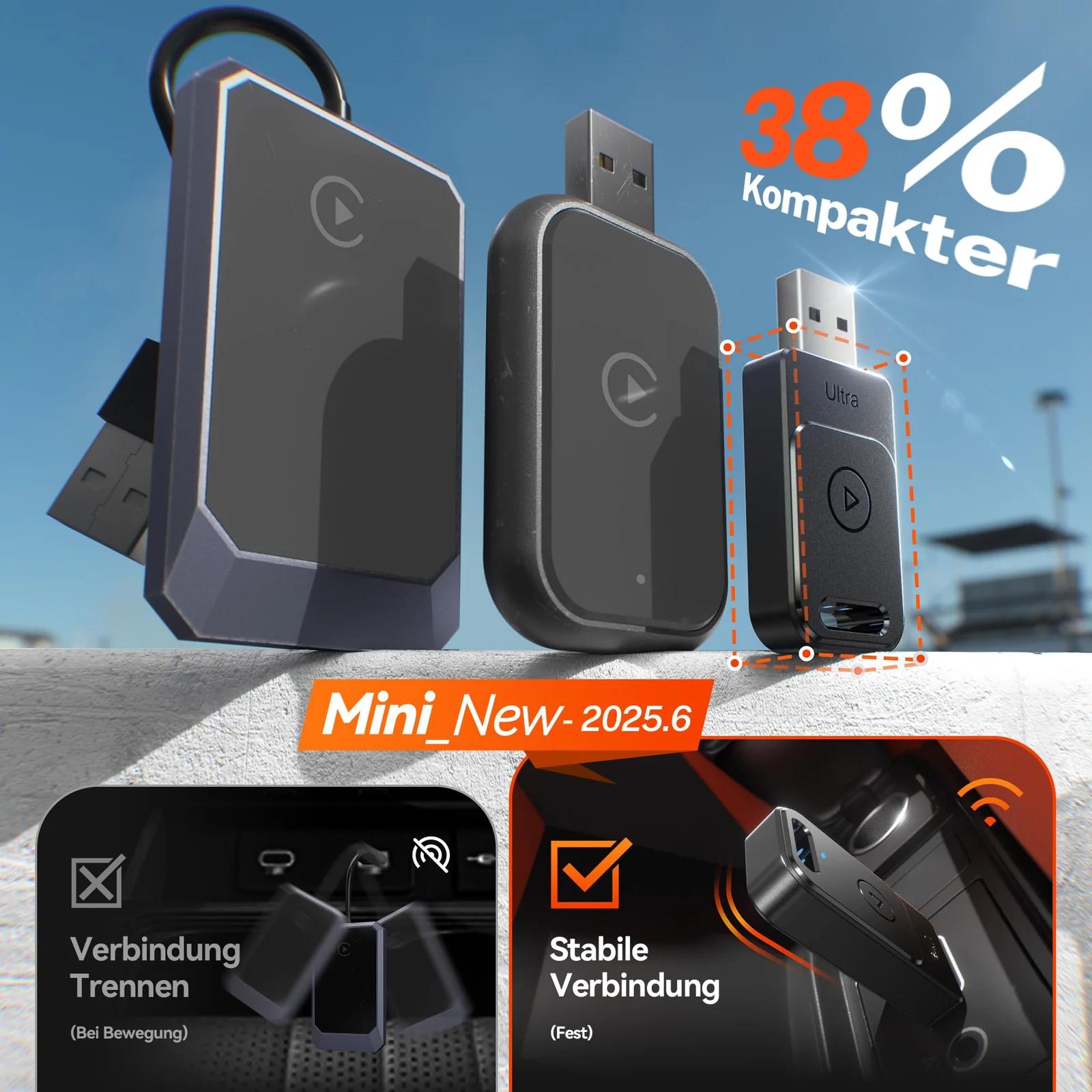 Cleviton juhtmevaba CarPlay adapter — kiire ja kompaktne lahendus – detailne vaade