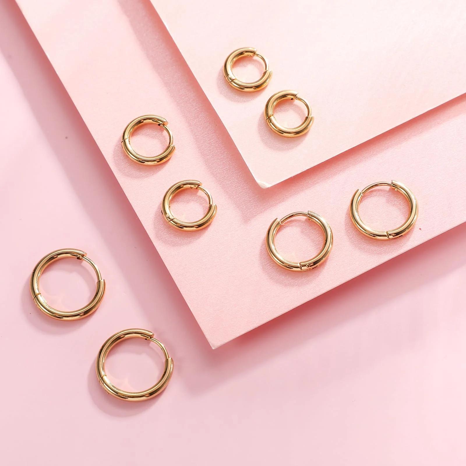 Telooco kuldsed väikesed creolenid — hüpoallergeenne komplekt – pilt 6