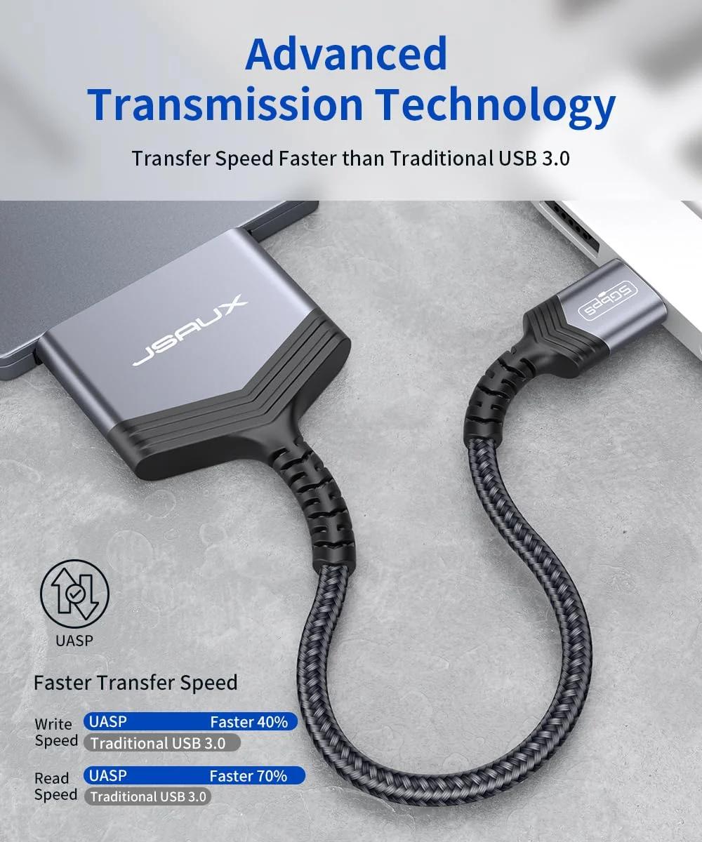 JSAUX kerge SATA–USB adapter 2,5″ SSD/HDD jaoks – pakend ja tarvikud