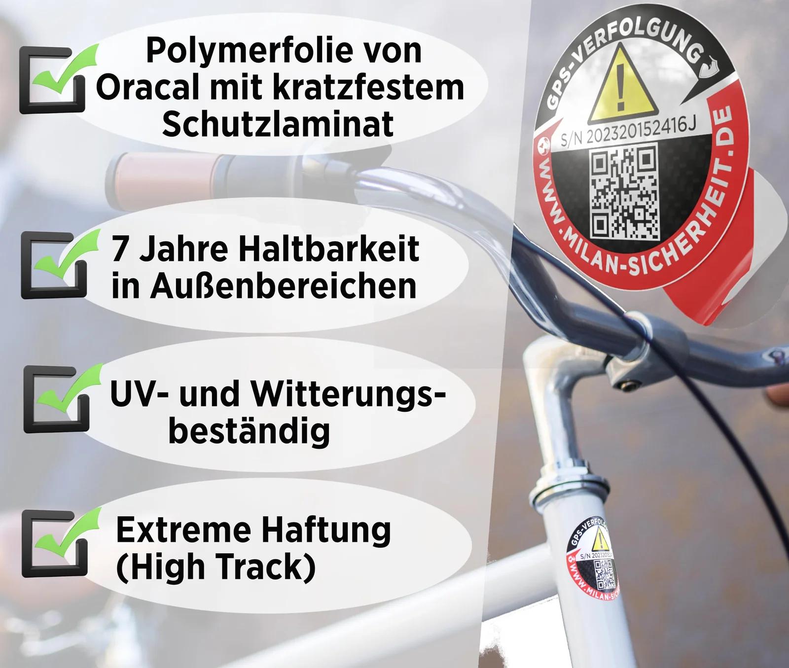 GRIP&BENDER PVC hoiatuskleebis auto- ja rattakaitseks GPS – kasutusnäide