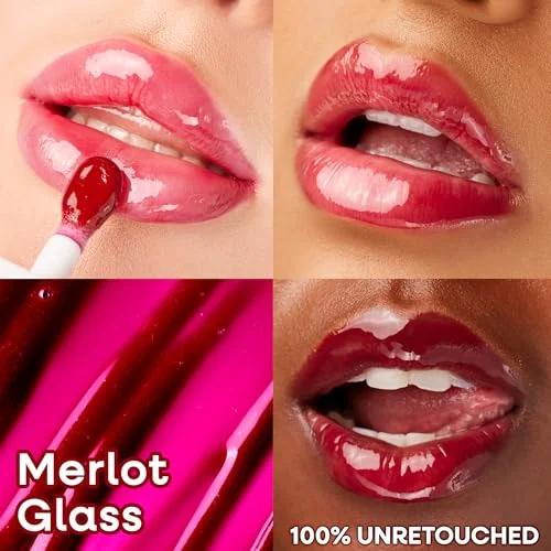 Wet n Wild niisutav ja läikiv toonitud huuleõli Merlot Glass – kasutusnäide