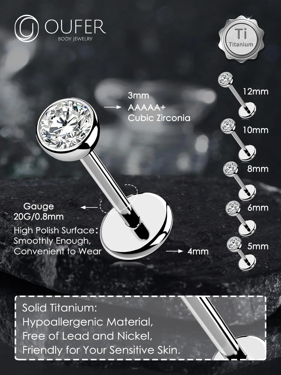 OUFER Body Piercing titaanist huule- ja helix-ehted – kasutusnäide