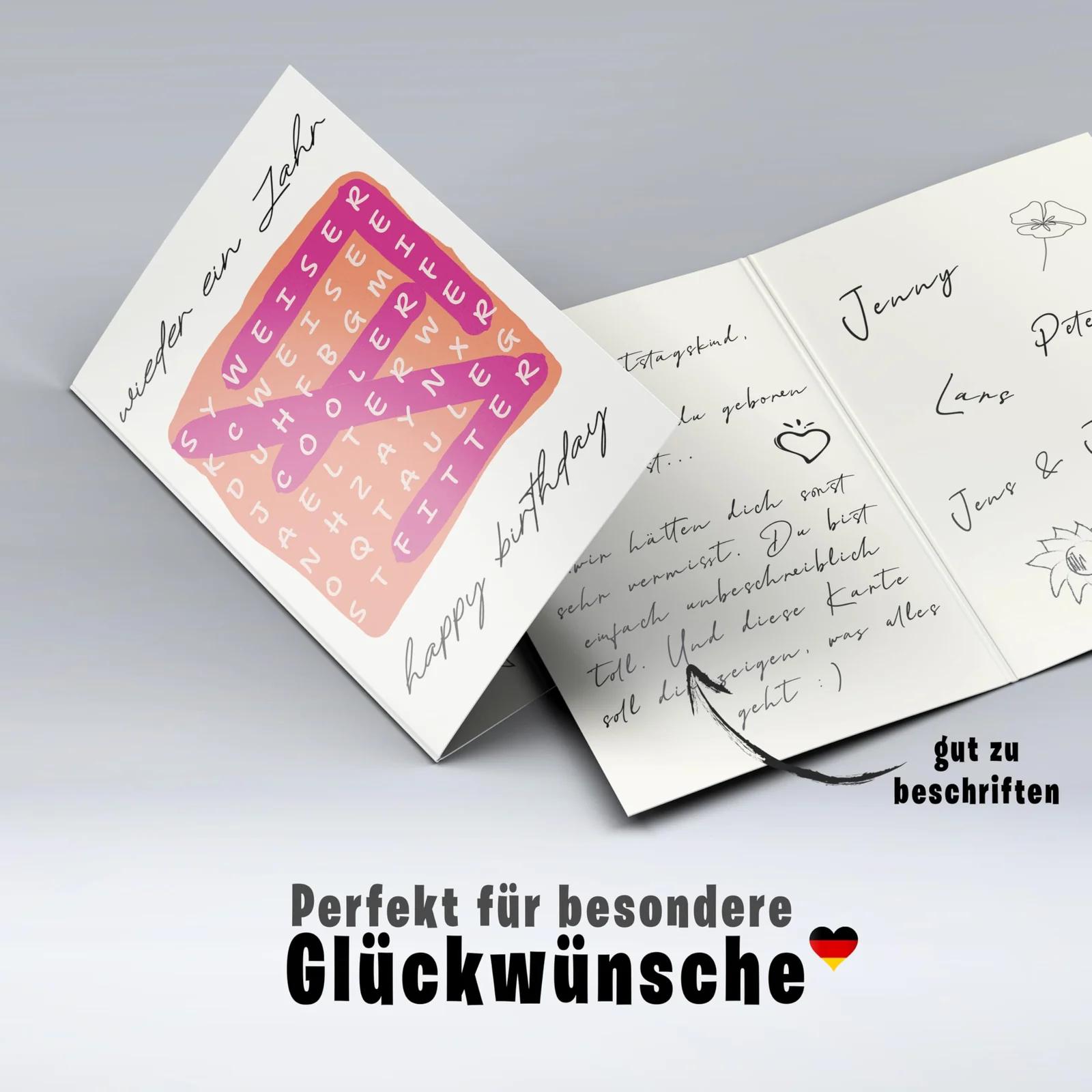 Lovely Cards stiilne rätselkaart — sobib kingituseks sünnipäevaks – kasutusnäide