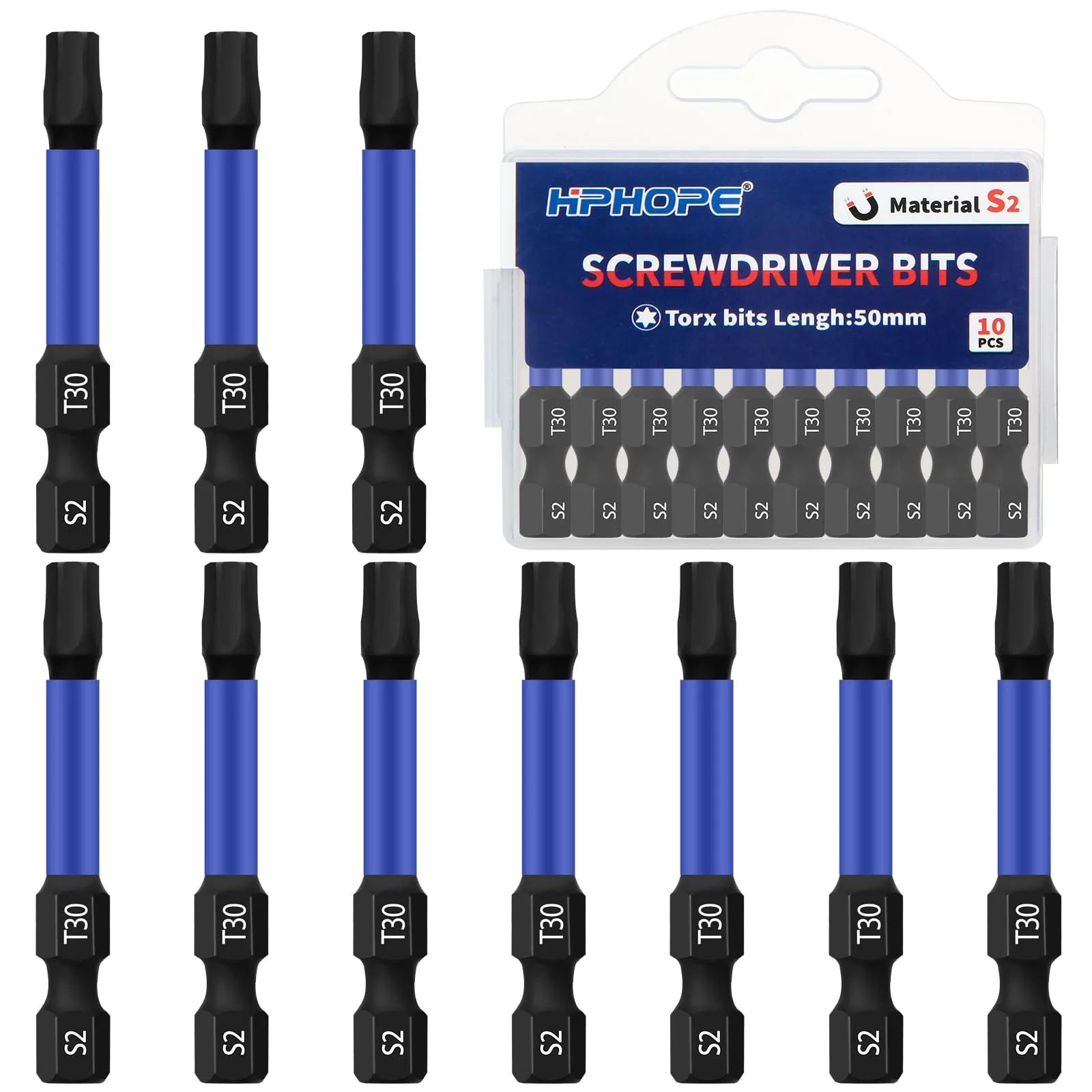 HPHOPE T30 S2-terasest Torx-bitid 50 mm, 10 tk komplekt