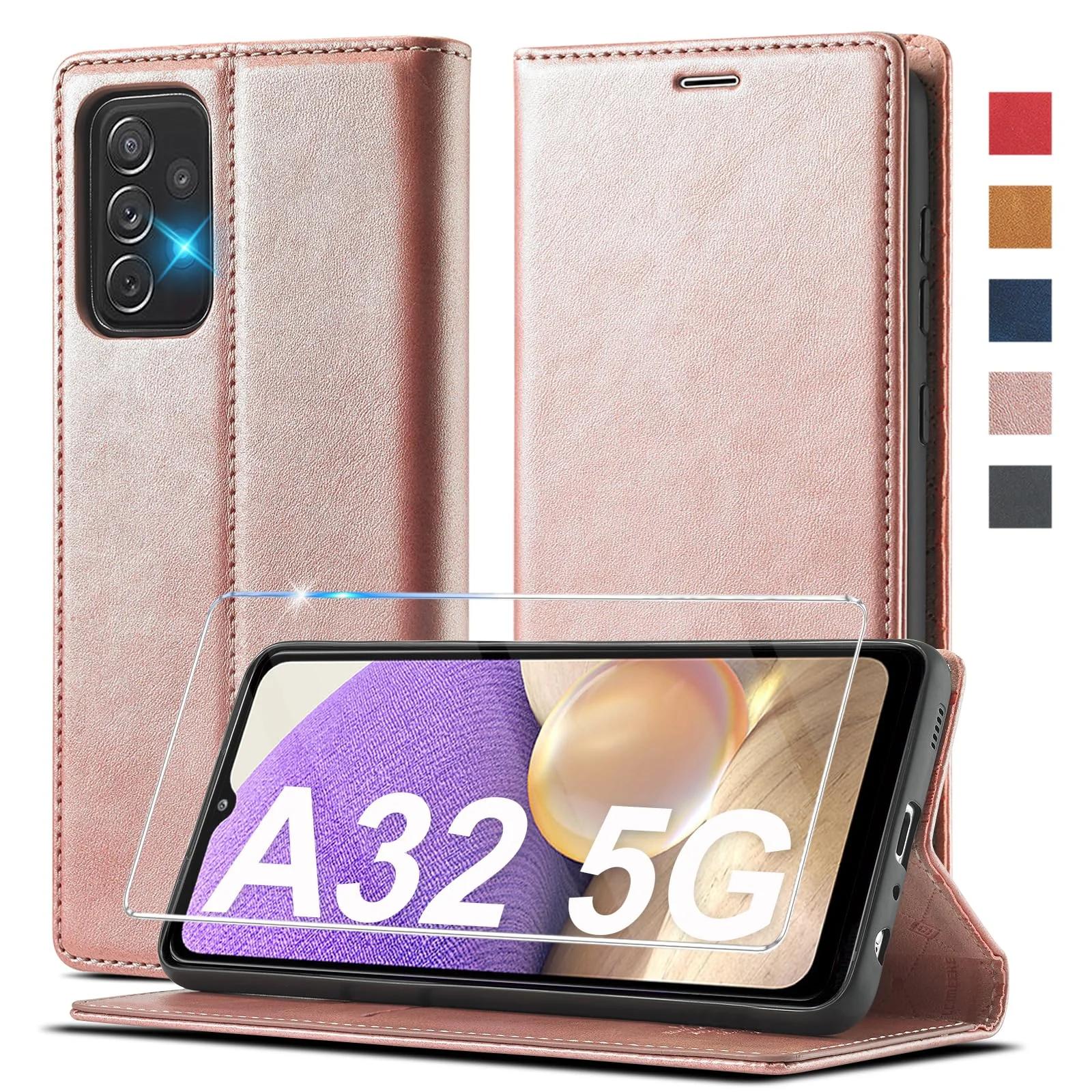 Ailicici pu-ne nahkümbris Galaxy A32 5G — rahakotiga kaitse