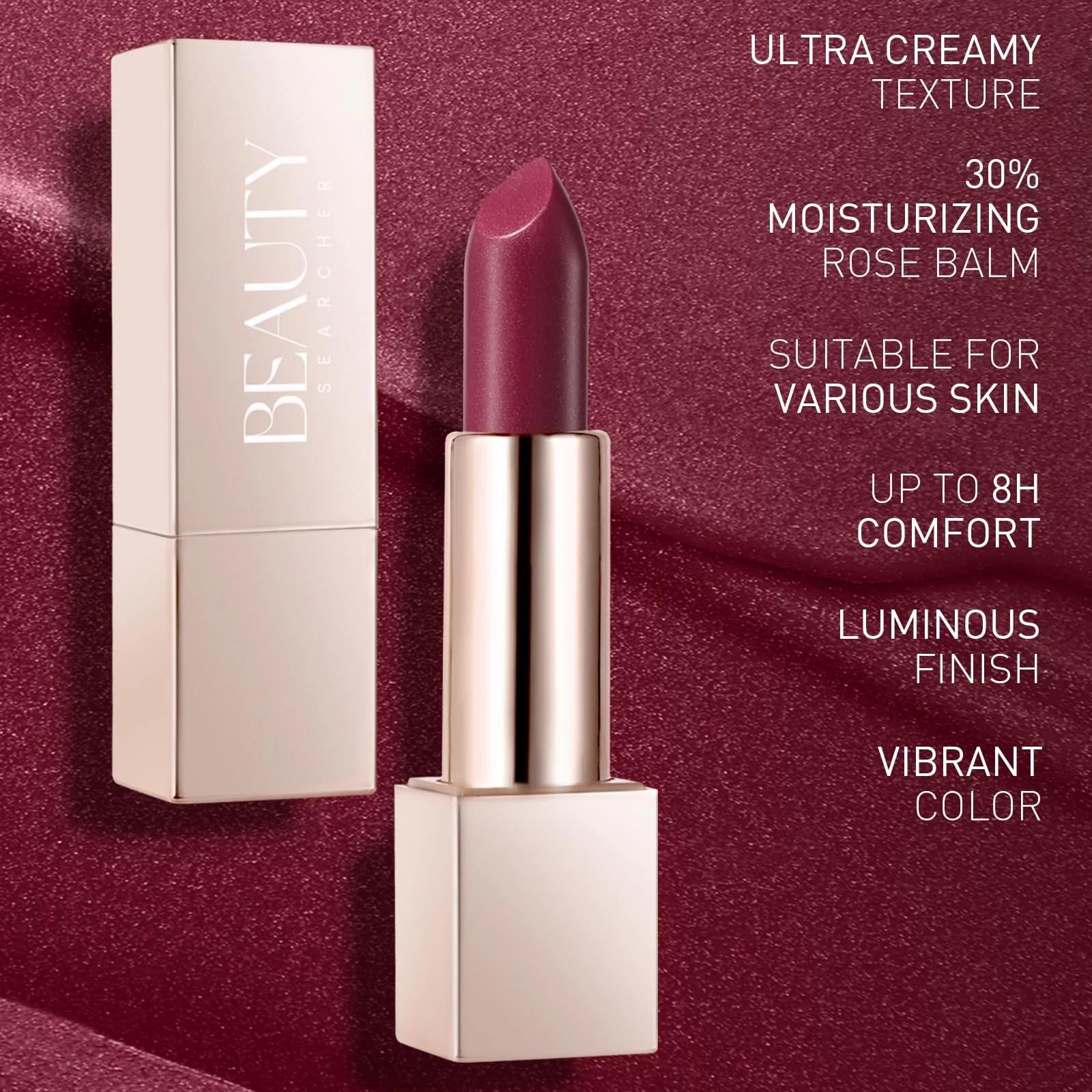 Beauty Searcher metallik huulepulk – niisutav ja täiskattega toon – kasutusnäide