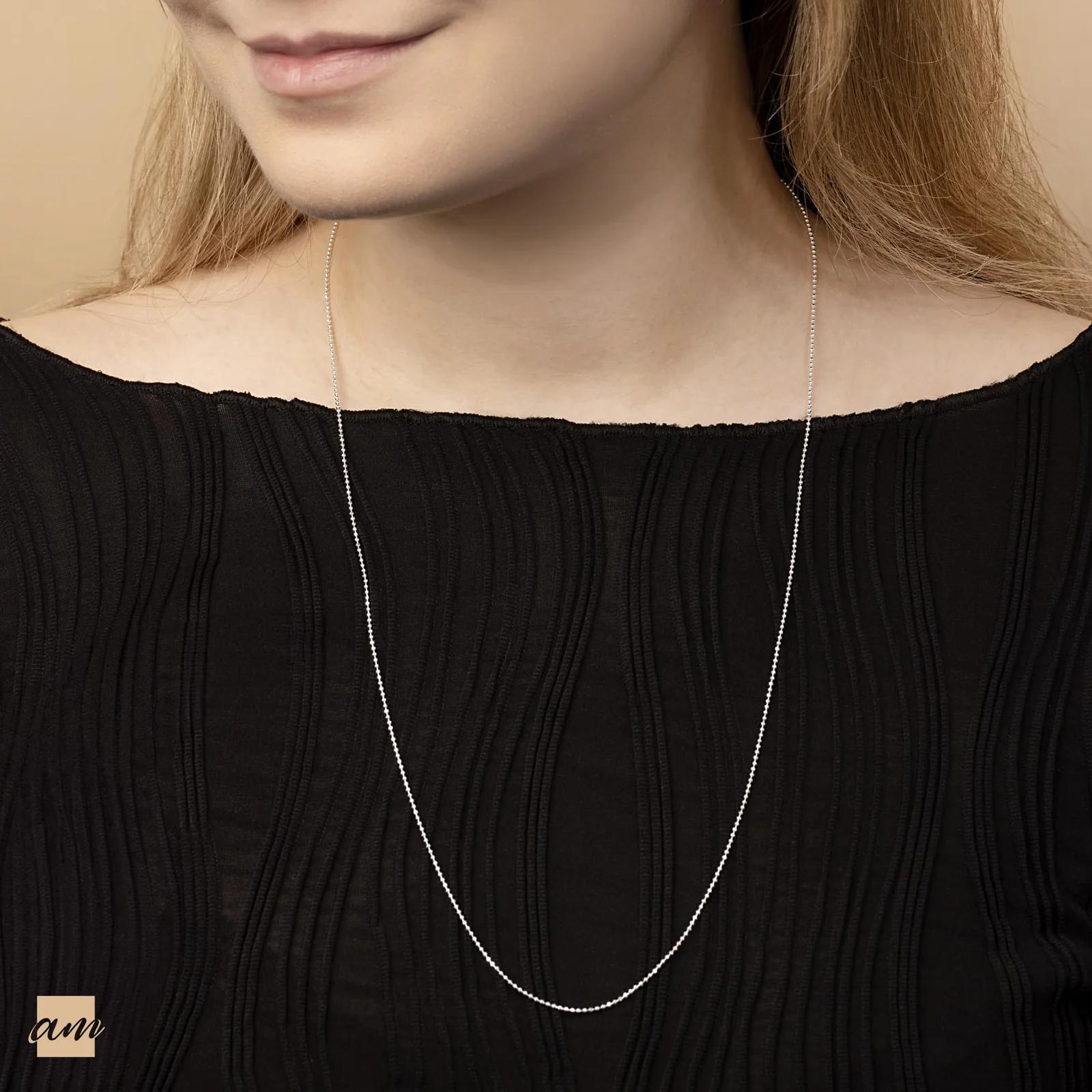 Amberta 925 sterling hõbekett 65 cm — elegantne pallikett – detailne vaade