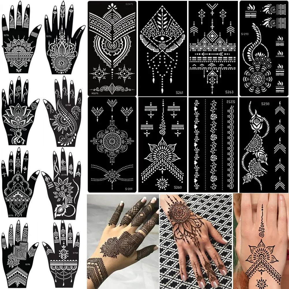 XMASIR henna käemustri šabloonid – 16 lehte loomingule