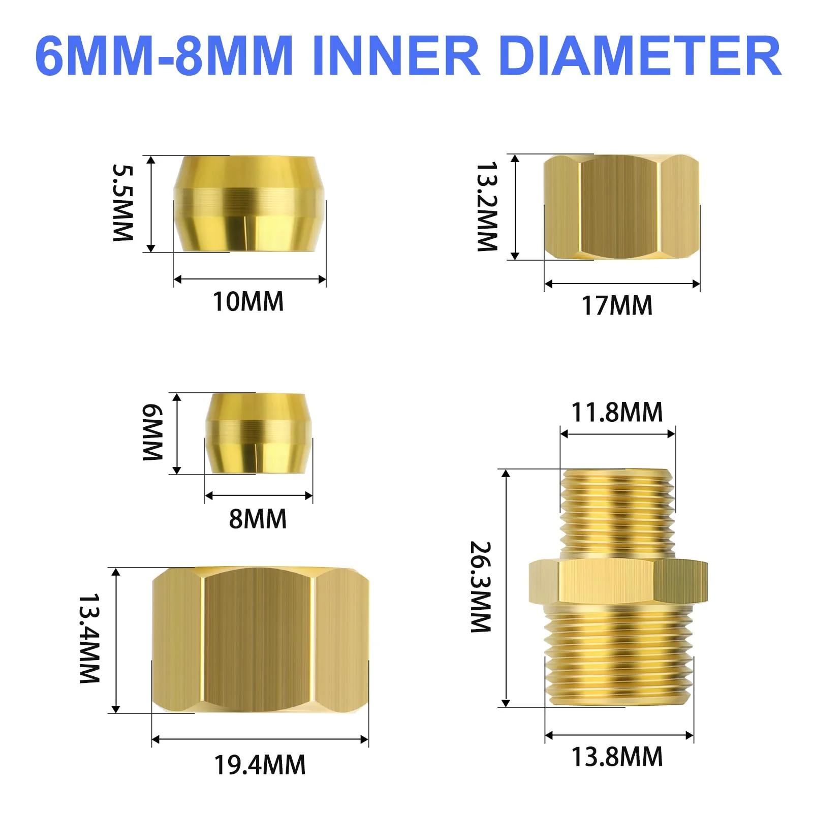 ERGAOBOY vastupidav messingliides 6×8 mm kompressioon – detailne vaade