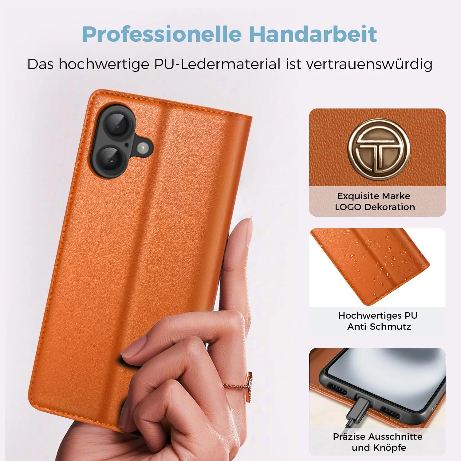Thorhülle premium PU-nahk iPhone 16 Plus rahakotikaas – detailne vaade